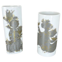 Ensemble de 2 vases en porcelaine de Bjrn Wiinblad pour Rosenthal Studio Line, Allemagne, 1970