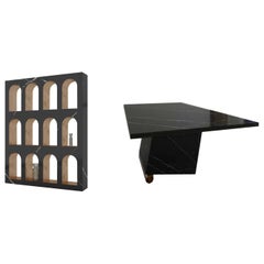 Set of 2, Portici Bookcase and Nove Table, Marquinia by Sissy Daniele
