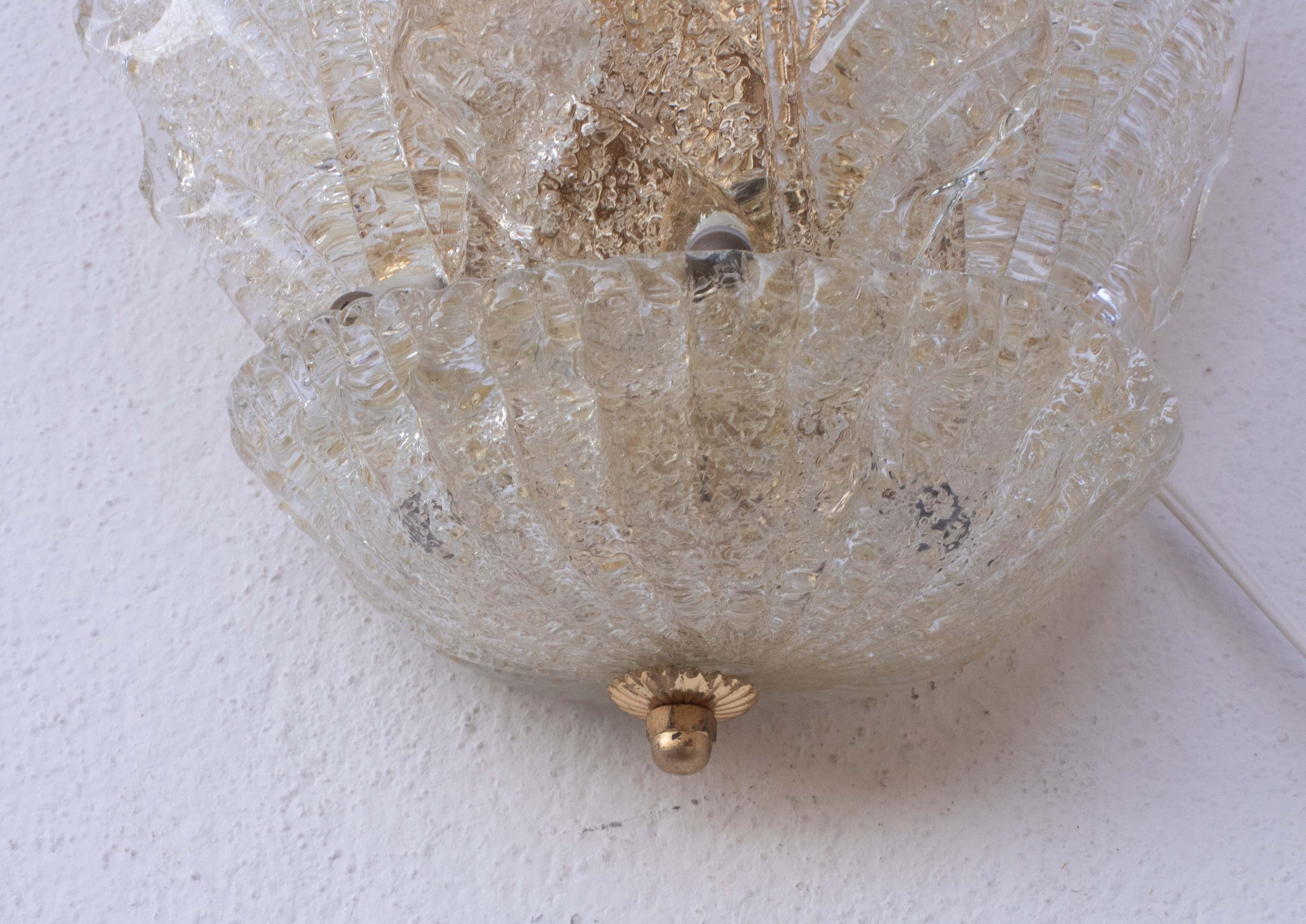 2er-Set Portofino, Elegante Murano Wandleuchte Transparent und Blattgold, 1970 im Angebot 5