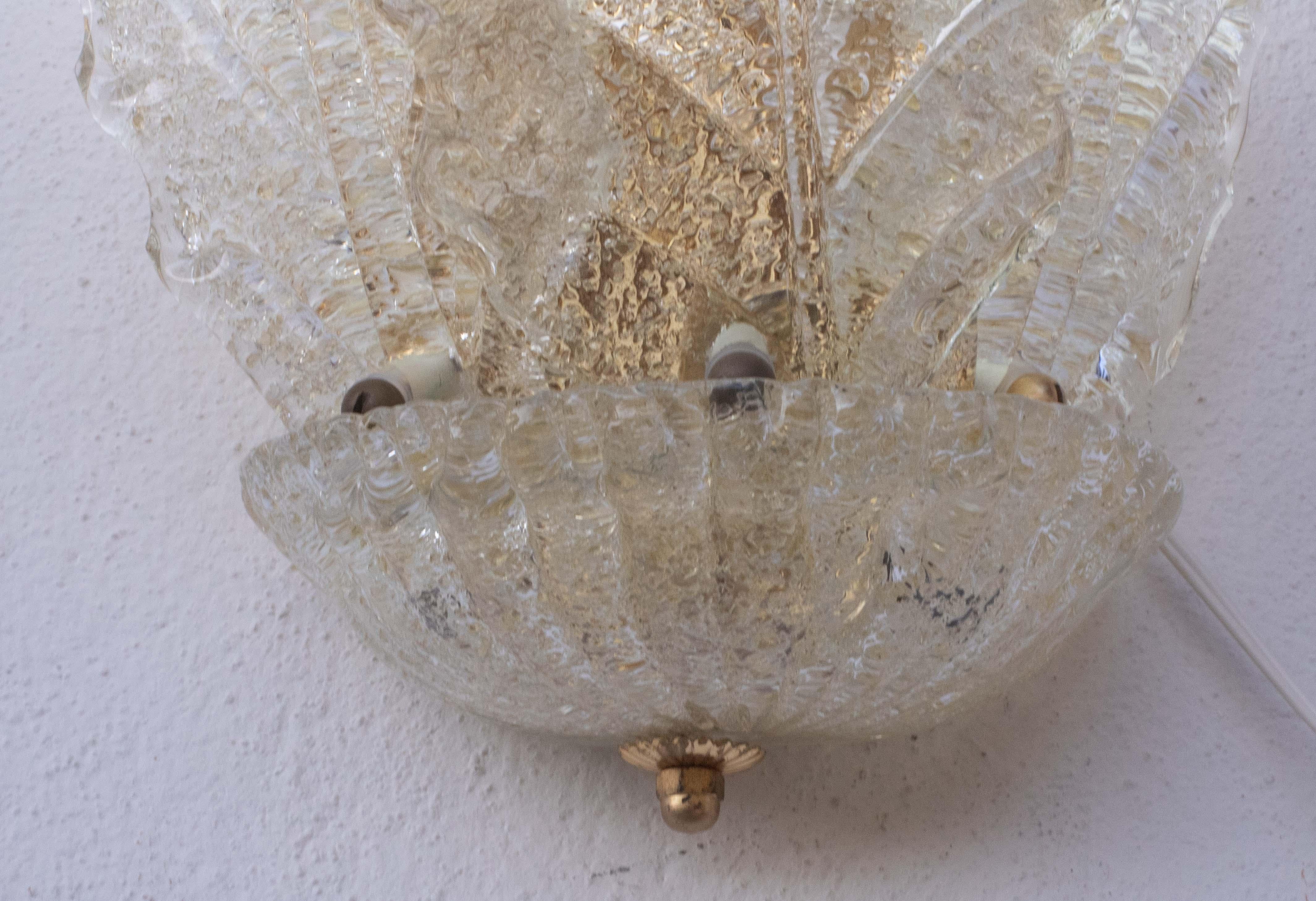 2er-Set Portofino, Elegante Murano Wandleuchte Transparent und Blattgold, 1970 im Angebot 10