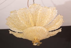 Set of 2 Portofino, Murano Glass Gold Flush Mount, 1970s