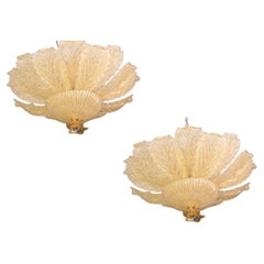 Set of 2 Portofino, Murano Glass Gold Flush Mount, 1970s