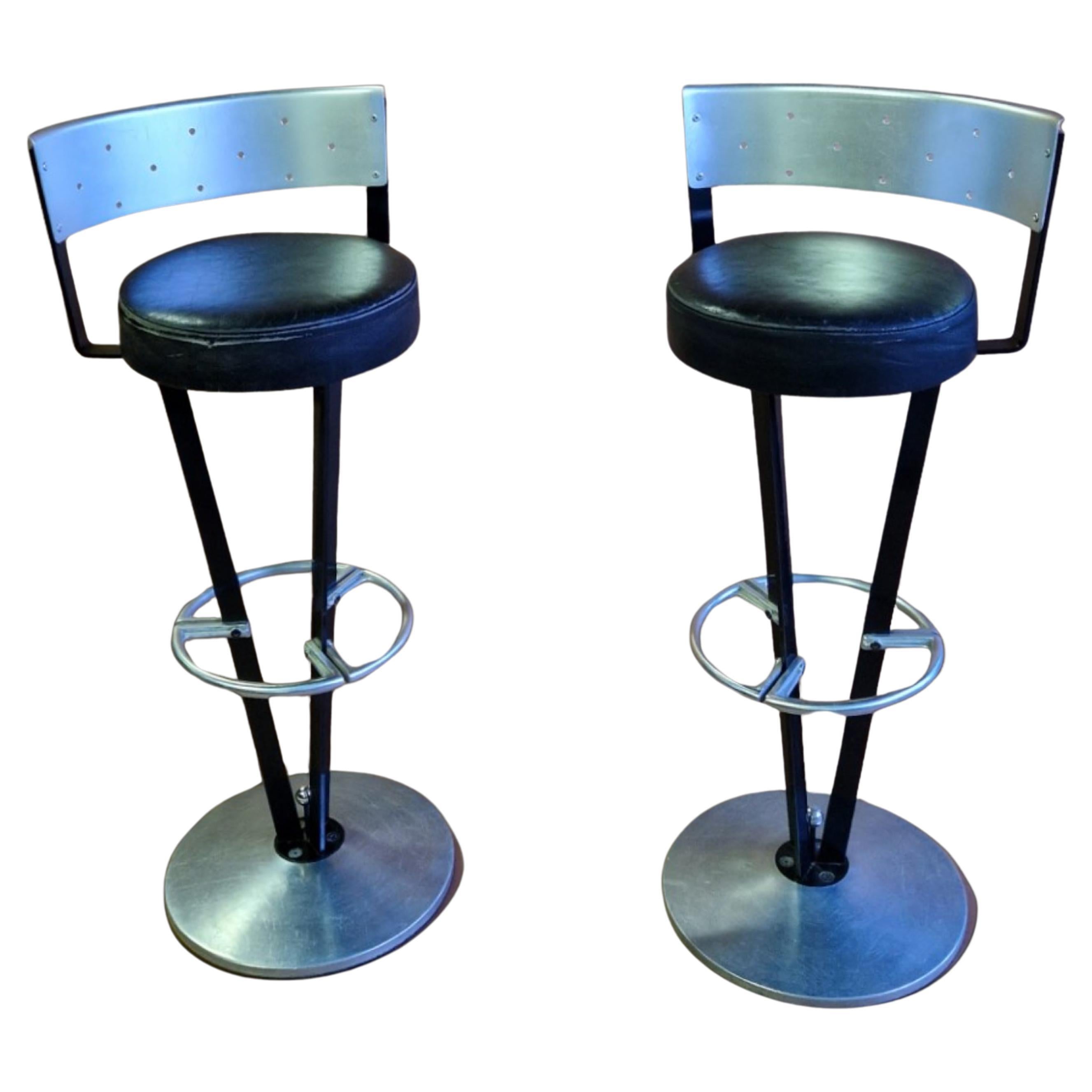 Set of 2 post modern bar stools, Italy 1980s