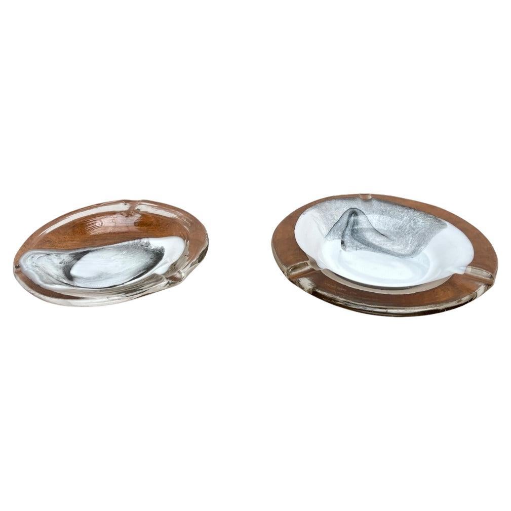 Set of 2 Postmodern Art Glass Ashtrays by Hans Jürgen Richartz, 1980s