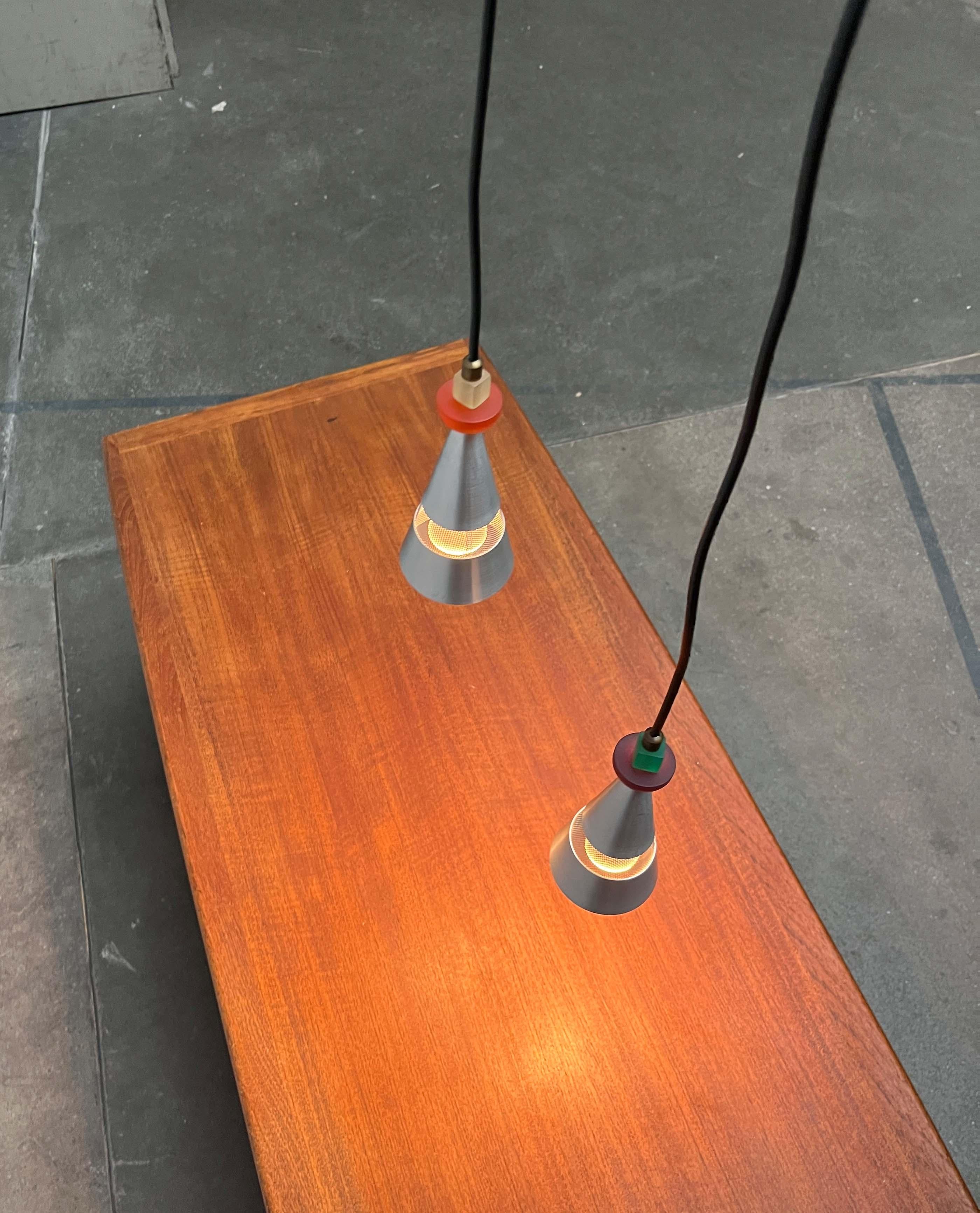 Post-Modern Set of 2 Postmodern Dutch Pendant Lamps by Studio Brandend Zand, 1990s For Sale