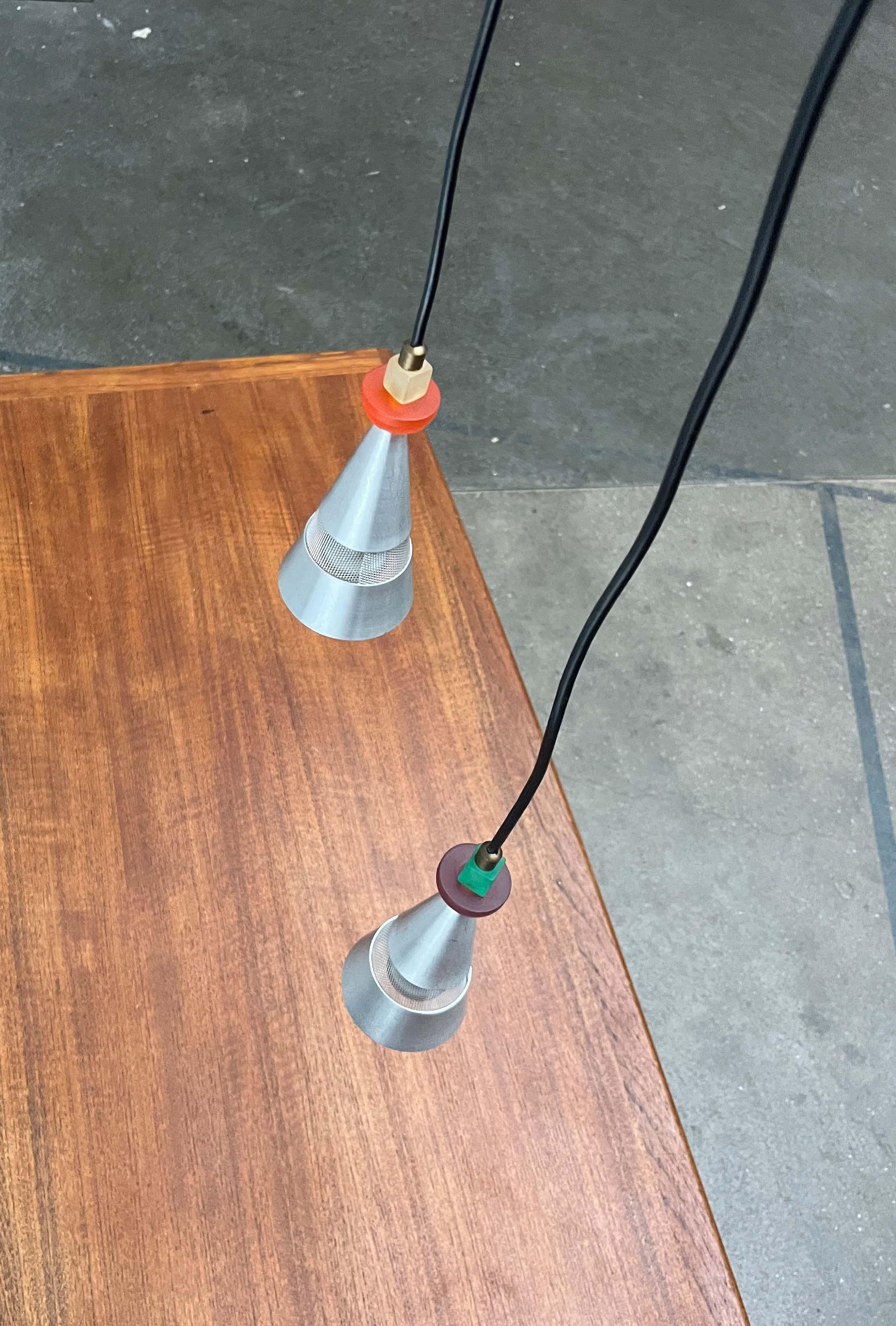 Late 20th Century Set of 2 Postmodern Dutch Pendant Lamps by Studio Brandend Zand, 1990s For Sale