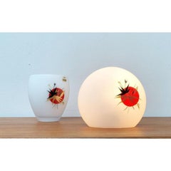 Set of 2 Postmodern German Glass Table Lamp and Vase Set, 1980s