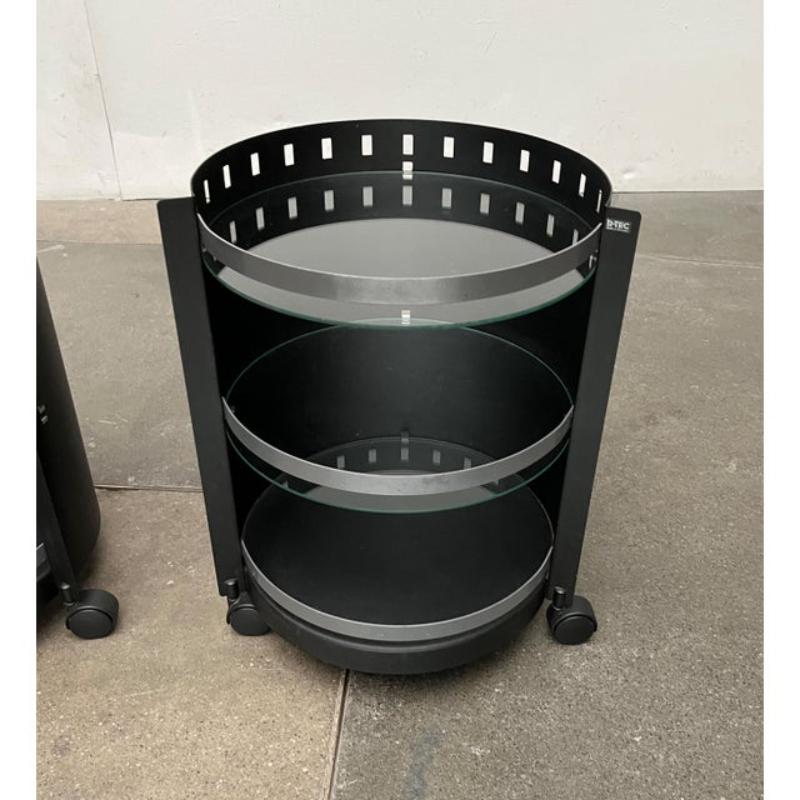 Set of 2 Postmodern German Rolling Metal and Glass Side Tables from D-Tec, 1980s For Sale 5