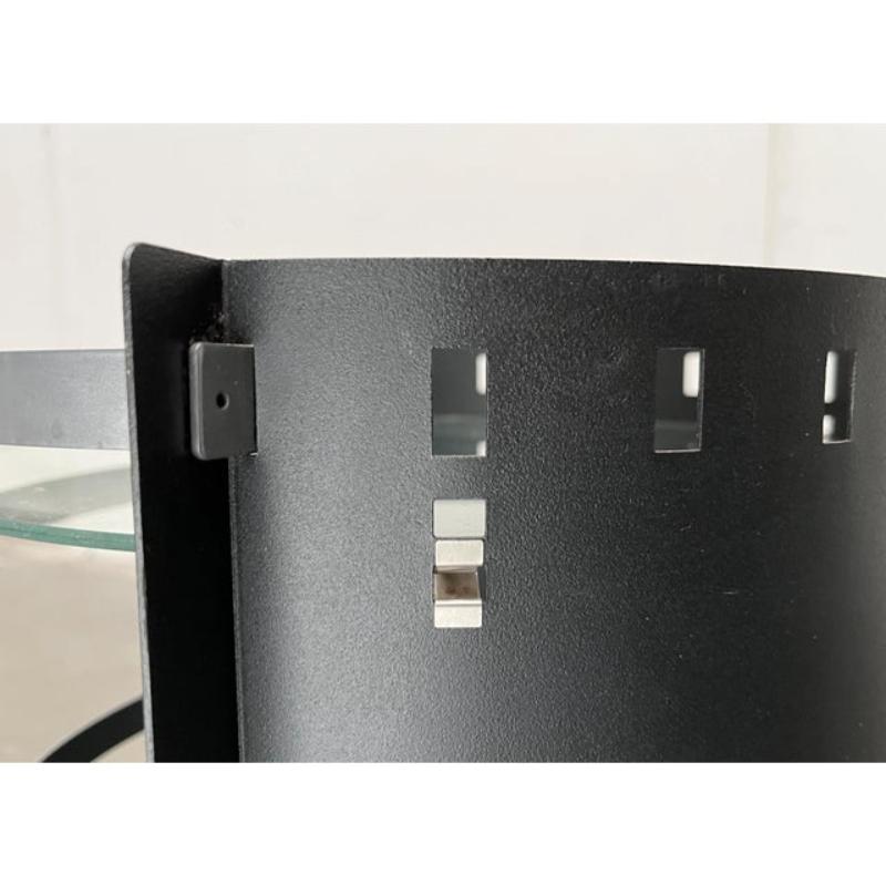 Set of 2 Postmodern German Rolling Metal and Glass Side Tables from D-Tec, 1980s For Sale 8
