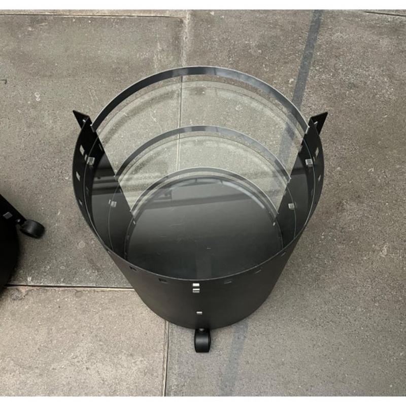 Set of 2 Postmodern German Rolling Metal and Glass Side Tables from D-Tec, 1980s For Sale 12