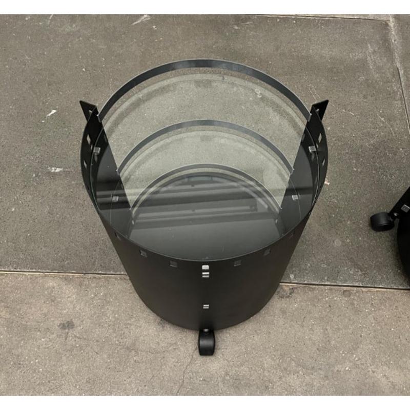 Set of 2 Postmodern German Rolling Metal and Glass Side Tables from D-Tec, 1980s For Sale 13
