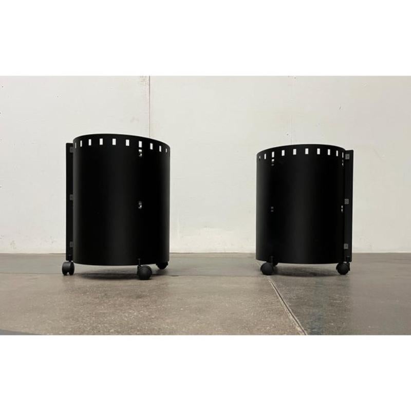 Set of 2 Postmodern German Rolling Metal and Glass Side Tables from D-Tec, 1980s For Sale 3