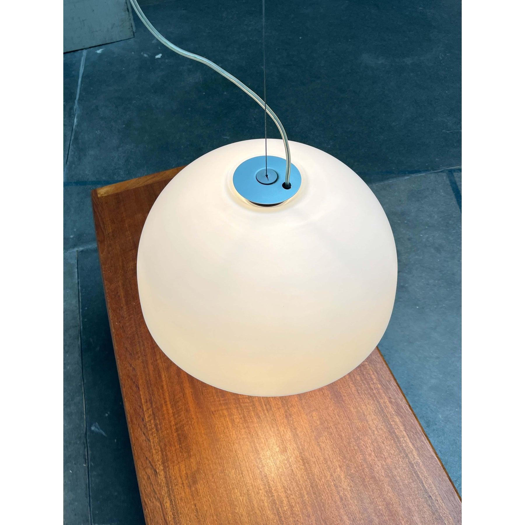 Post-Modern Set of 2 Postmodern Italian Model Gaia Glass Pendant Lamp by Luciano, 1980s For Sale