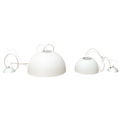 Set of 2 Postmodern Italian Model Gaia Glass Pendant Lamp by Luciano, 1980s