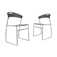 2er-Set postmoderner italienischer Stapelstuhl aus Metall, Modell Juliette, 1980er Jahre