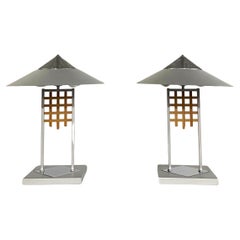 Set of 2 Postmodern Memphis Design Table Lamps, 1980's