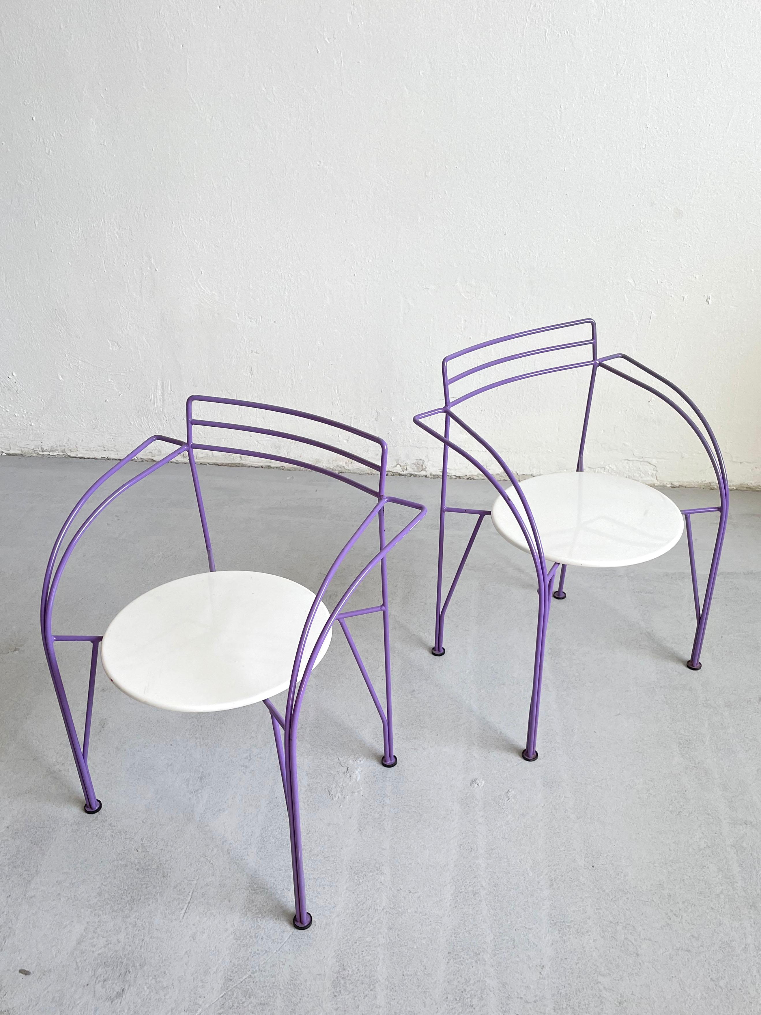 Set of 2 Postmodern Minimalist French Chairs 'Lune D'argent' by Pascal Mourgue In Good Condition In Zagreb, HR