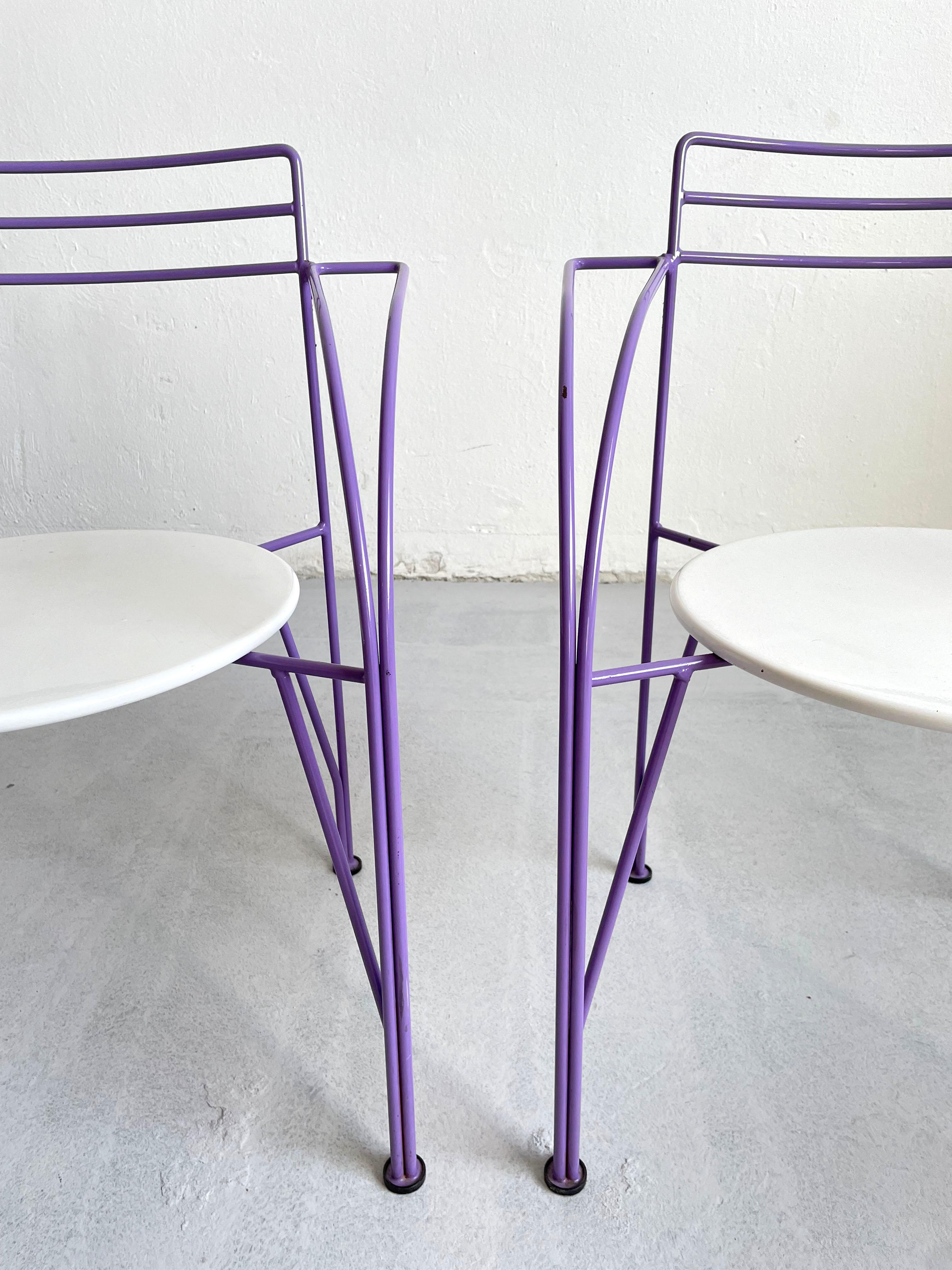 Set of 2 Postmodern Minimalist French Chairs 'Lune D'argent' by Pascal Mourgue 2