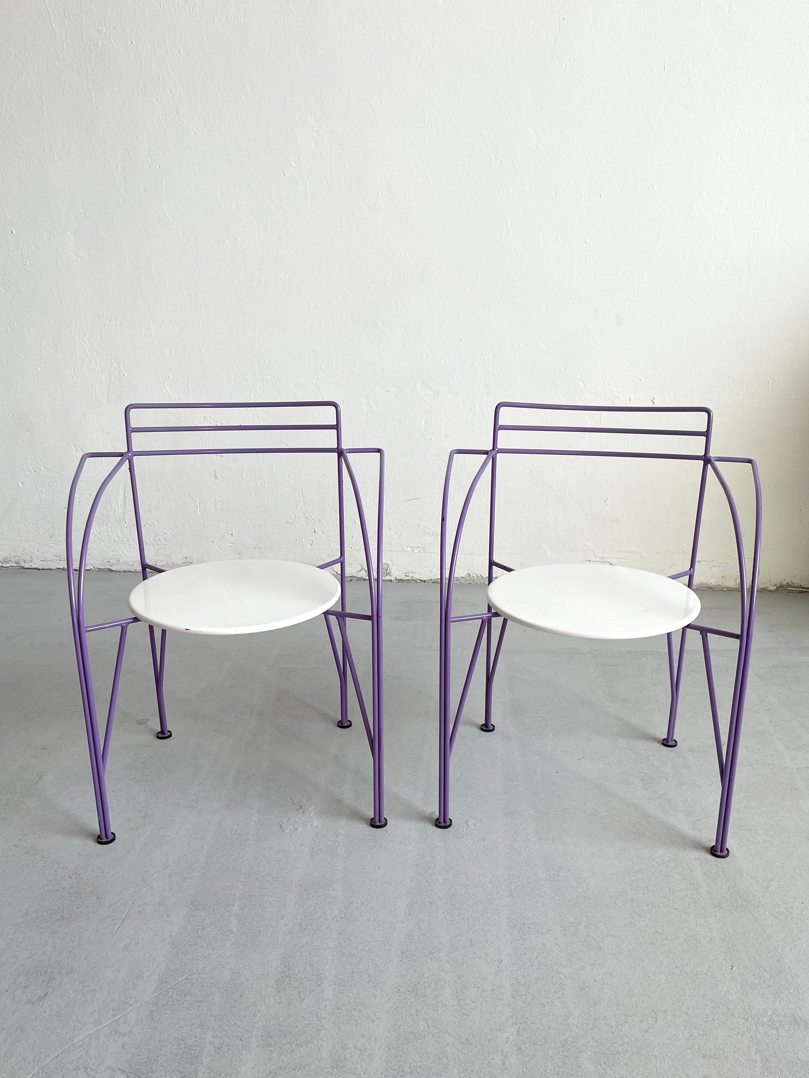 Set of 2 Postmodern Minimalist French Chairs 'Lune D'argent' by Pascal Mourgue 1