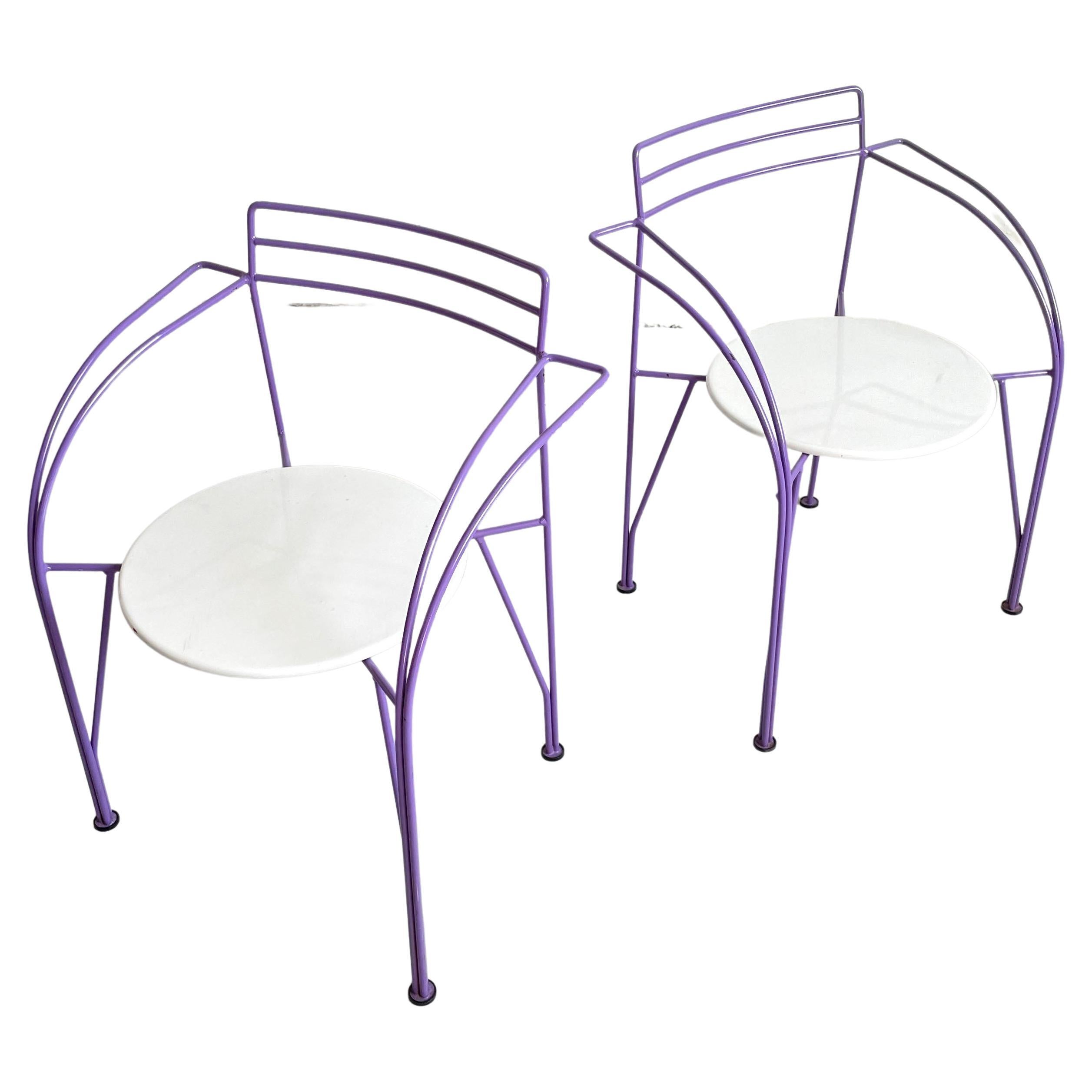 Set of 2 Postmodern Minimalist French Chairs 'Lune D'argent' by Pascal Mourgue