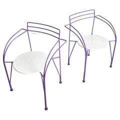 Ensemble de 2 chaises postmodernes et minimalistes françaises "Lune D'argent" de Pascal Mourgue