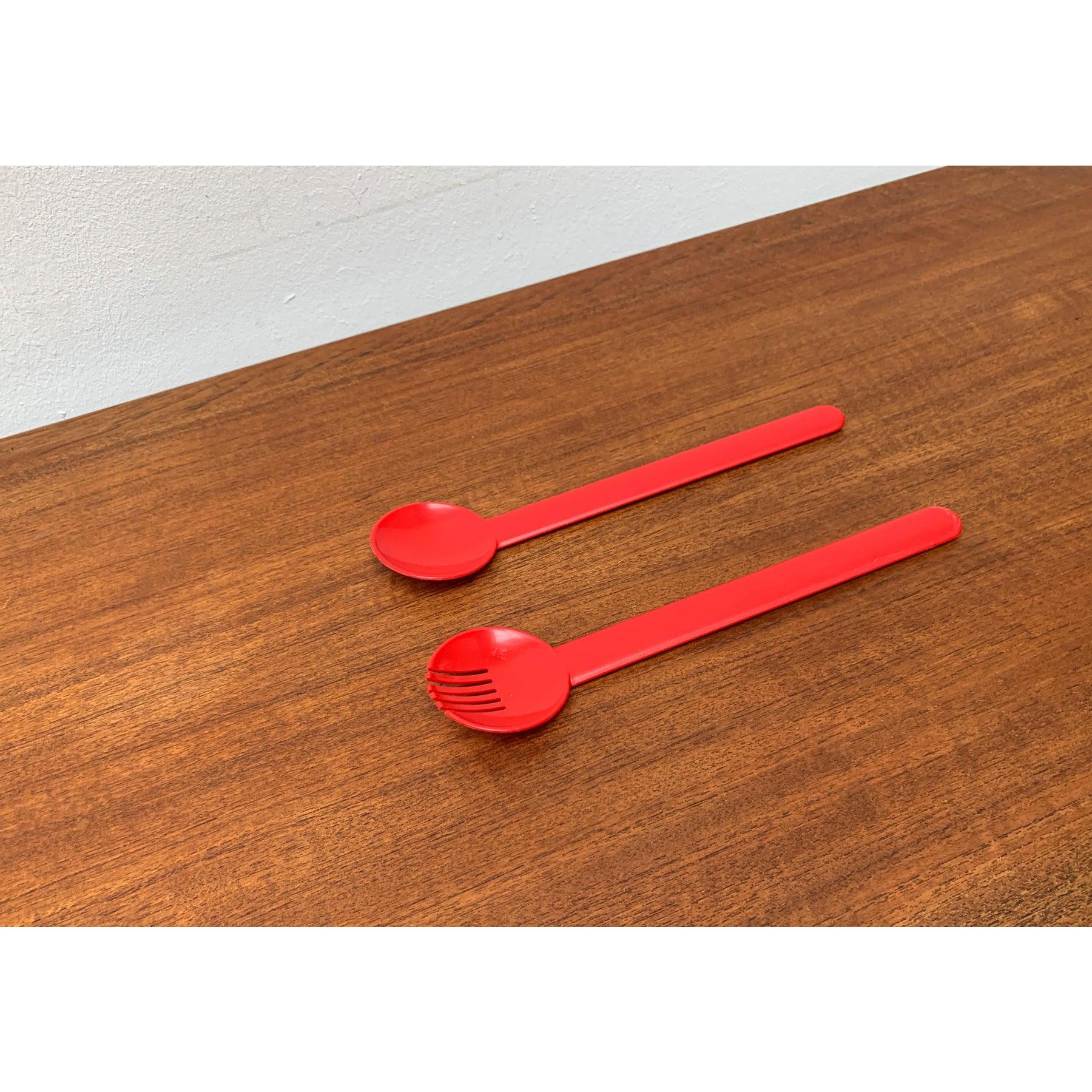 Set of 2 Postmodern Minimalist Swiss Salad Servers, 1970s (Postmoderne) im Angebot