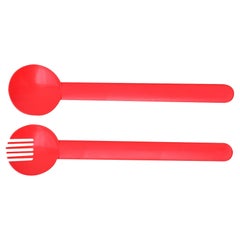 Ensemble de 2 serveurs à salade suisses postmodernes et minimalistes, années 1970