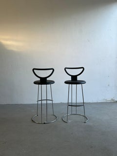 2er-Set postmoderner Chromhocker „Nardis“ von Nobu Tanigawa für Fasem, 1980er Jahre