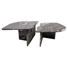 Set of 2 Postmodern Nesting Tables done in Cipollino Ondulato Marble, Italy 1980