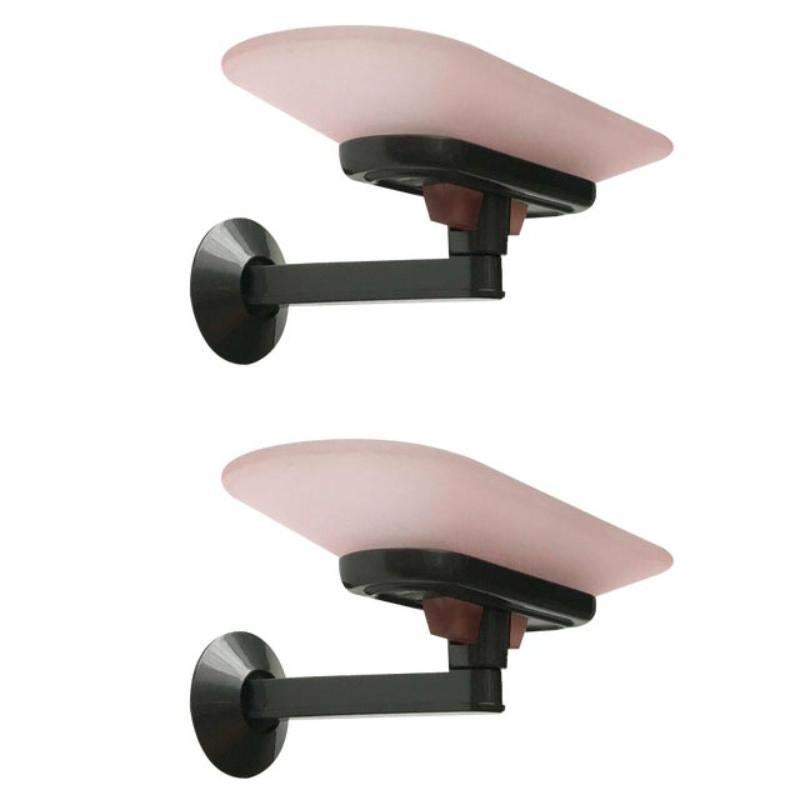 Set of 2 Postmodern Pink Jill Sconces by Perry King, S. Miranda, G. Arnaldi