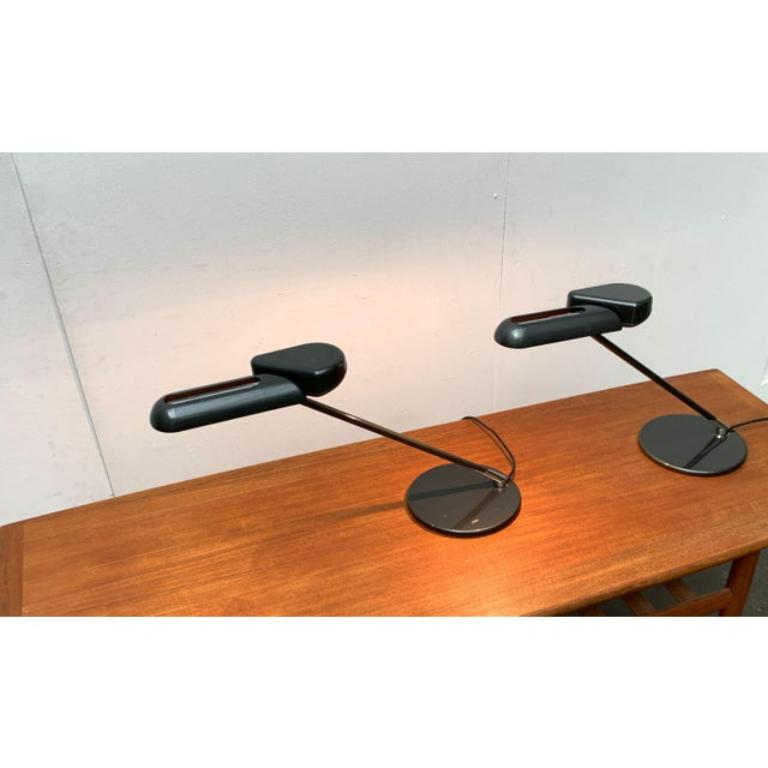 Post-Modern Set of 2 Postmodern Ring A400 Table Lamps by Bruno Gecchelin, Italy, 1970s For Sale