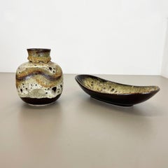 Set of 2 Pottery Elements Fat Lava Abstract Designed by Ruscha, Germany, 1960s