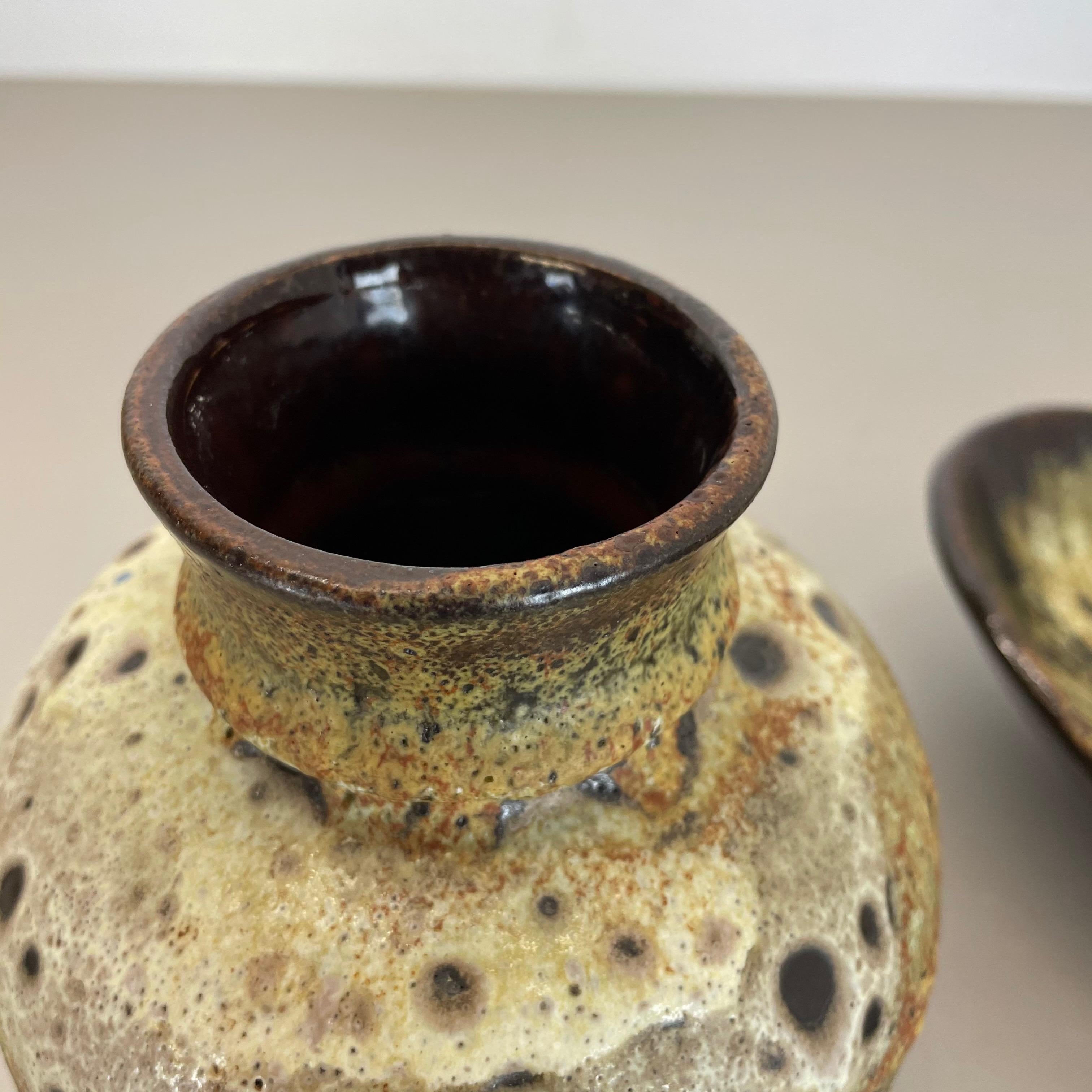 Mid-Century Modern Set of 2 Pottery Elements Fat Lava Abstract Designed by Ruscha, Germany, 1960s For Sale