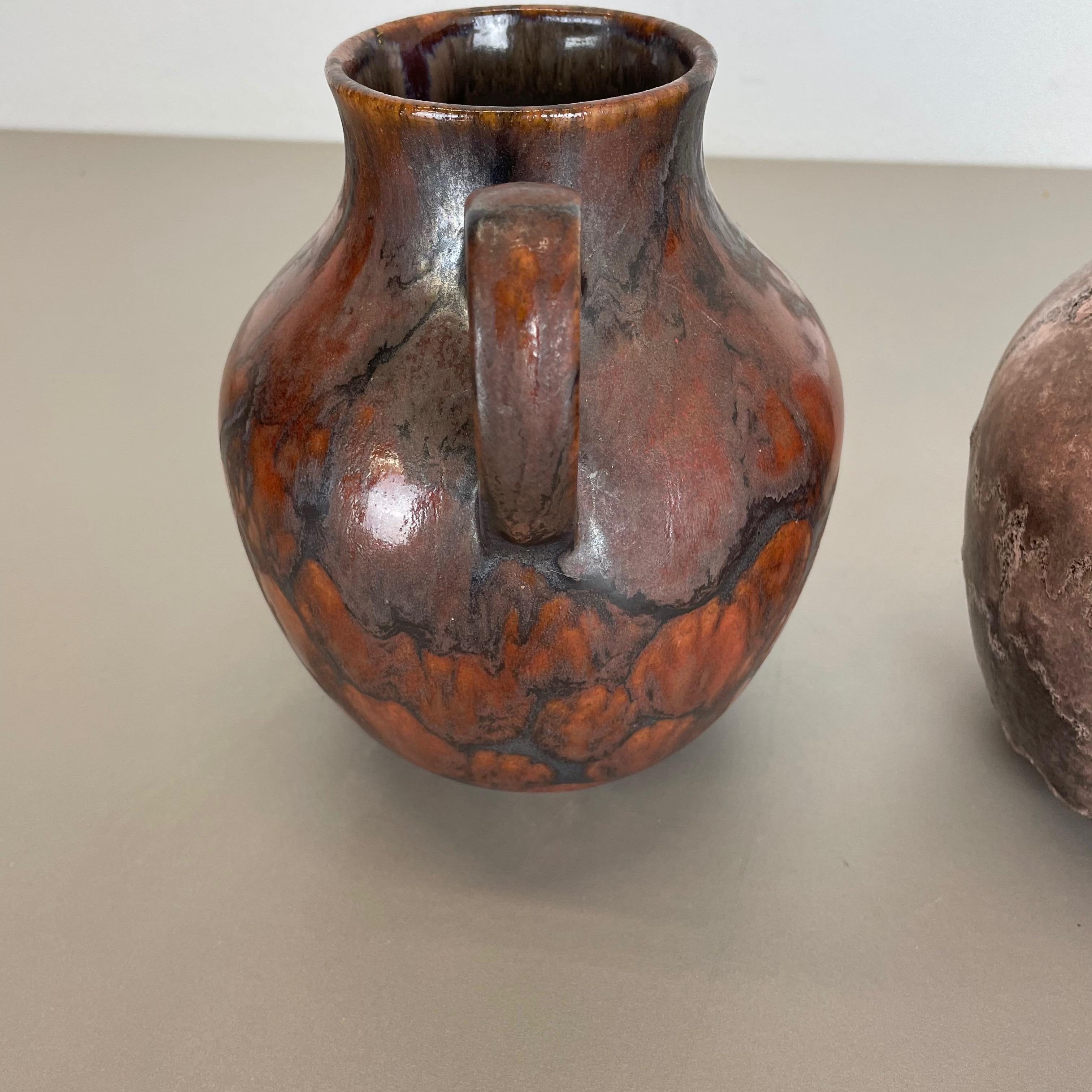 Set of 2 Pottery Vases Fat Lava Abstract Designed by Ruscha, Germany, 1960s For Sale 4