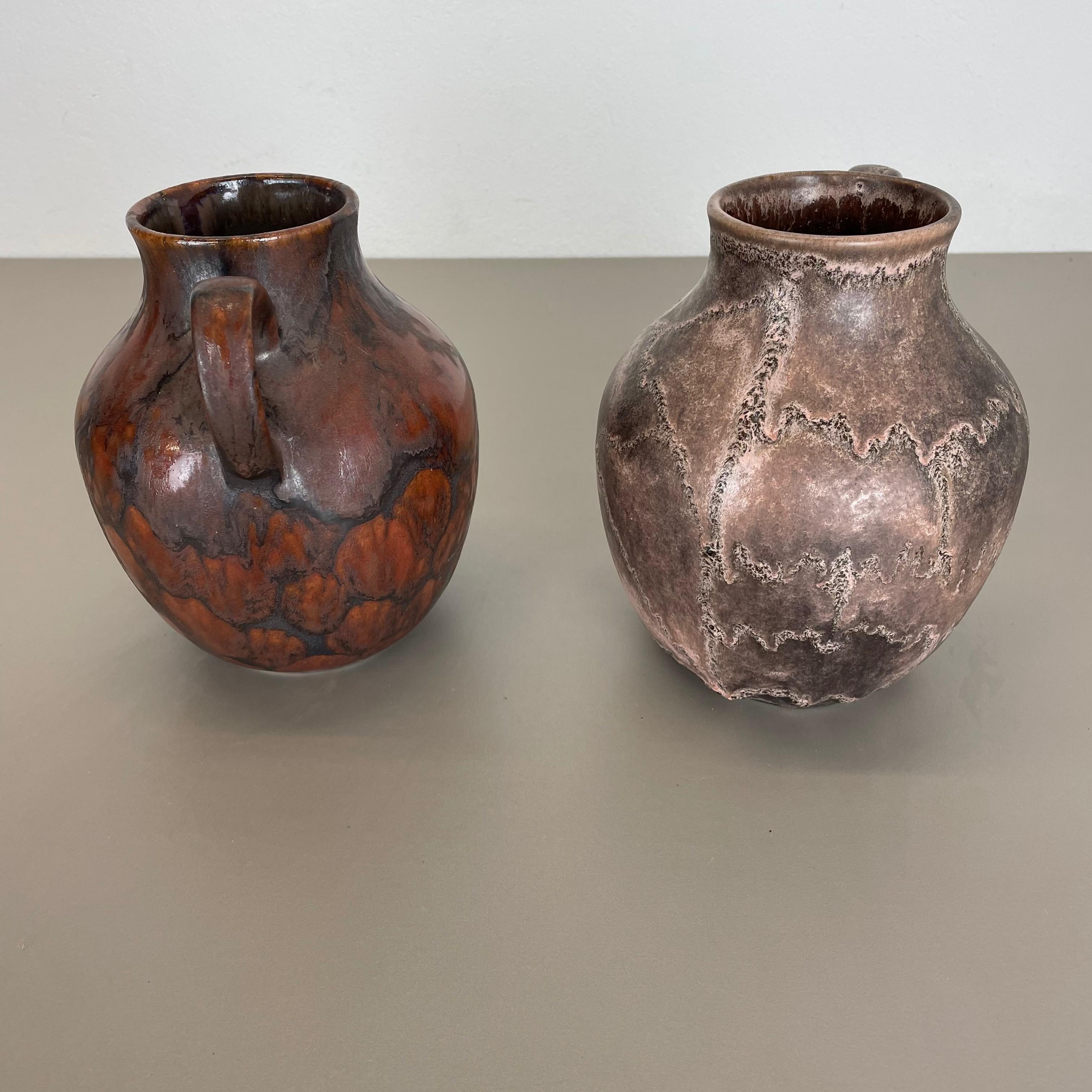 Ensemble de 2 vases en poterie lave grasse abstraite conçus par Ruscha, Allemagne, années 1960 en vente 9