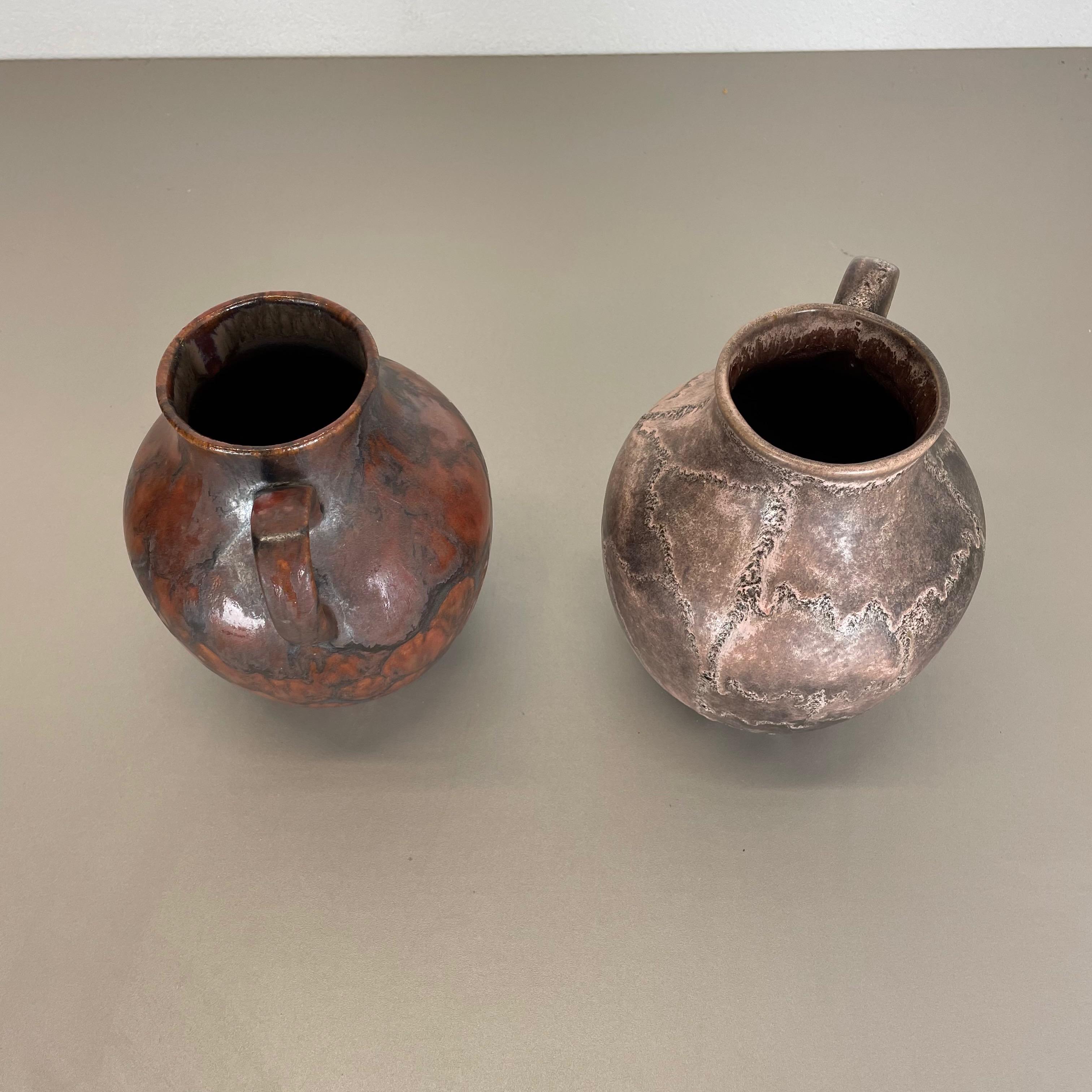 Ensemble de 2 vases en poterie lave grasse abstraite conçus par Ruscha, Allemagne, années 1960 en vente 11