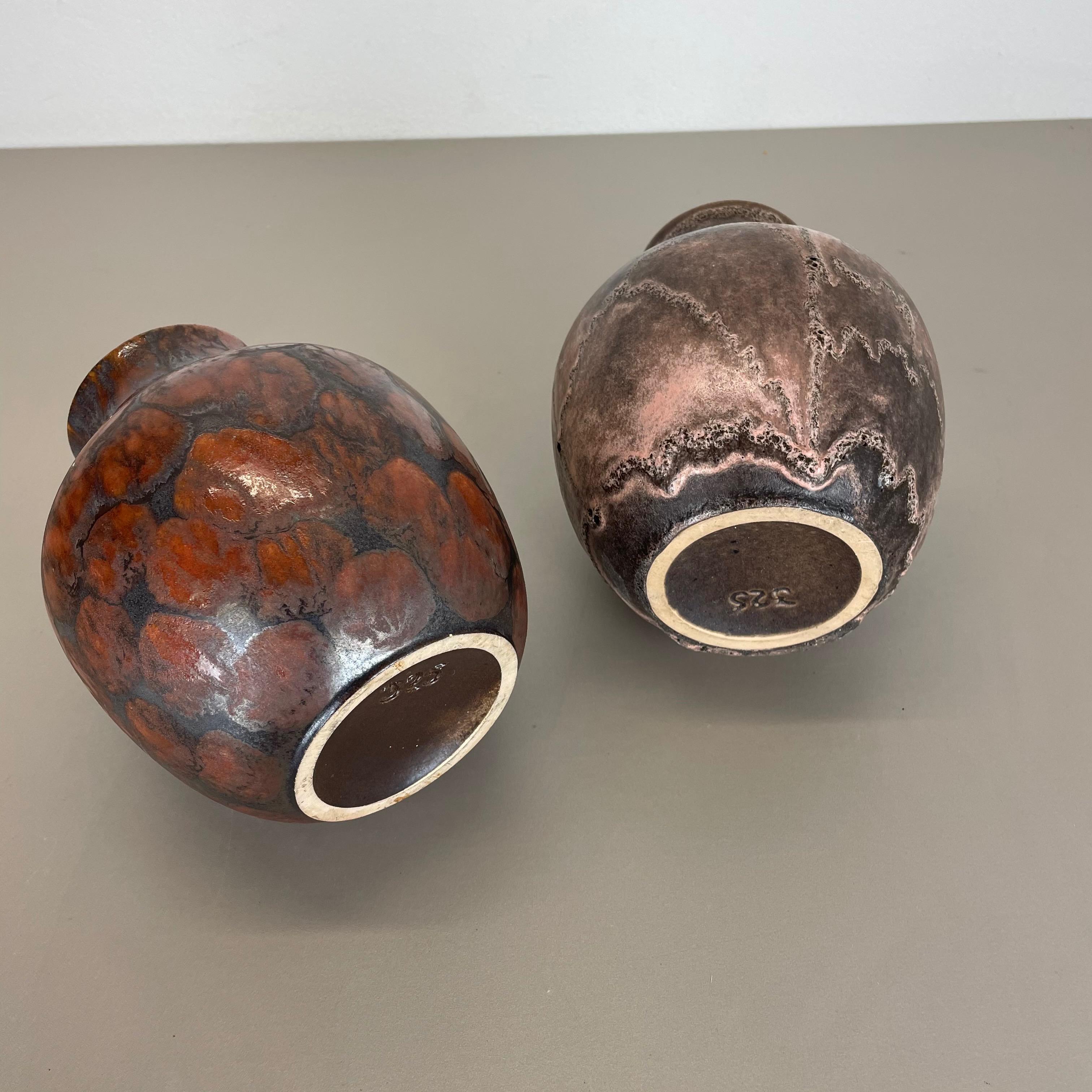 Ensemble de 2 vases en poterie lave grasse abstraite conçus par Ruscha, Allemagne, années 1960 en vente 12