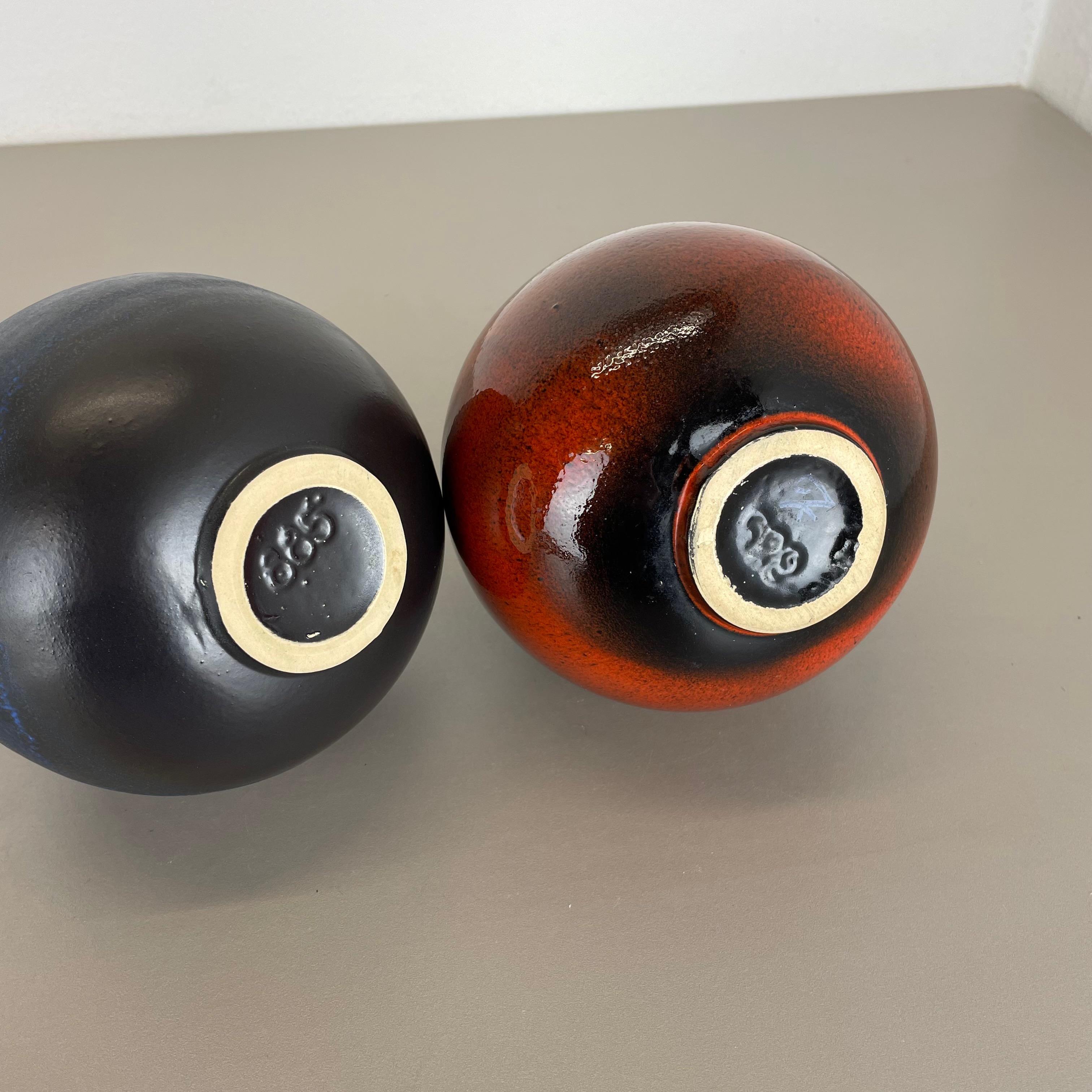 Ensemble de 2 vases en poterie lave grasse abstraite conçus par Ruscha, Allemagne, années 1960 en vente 12