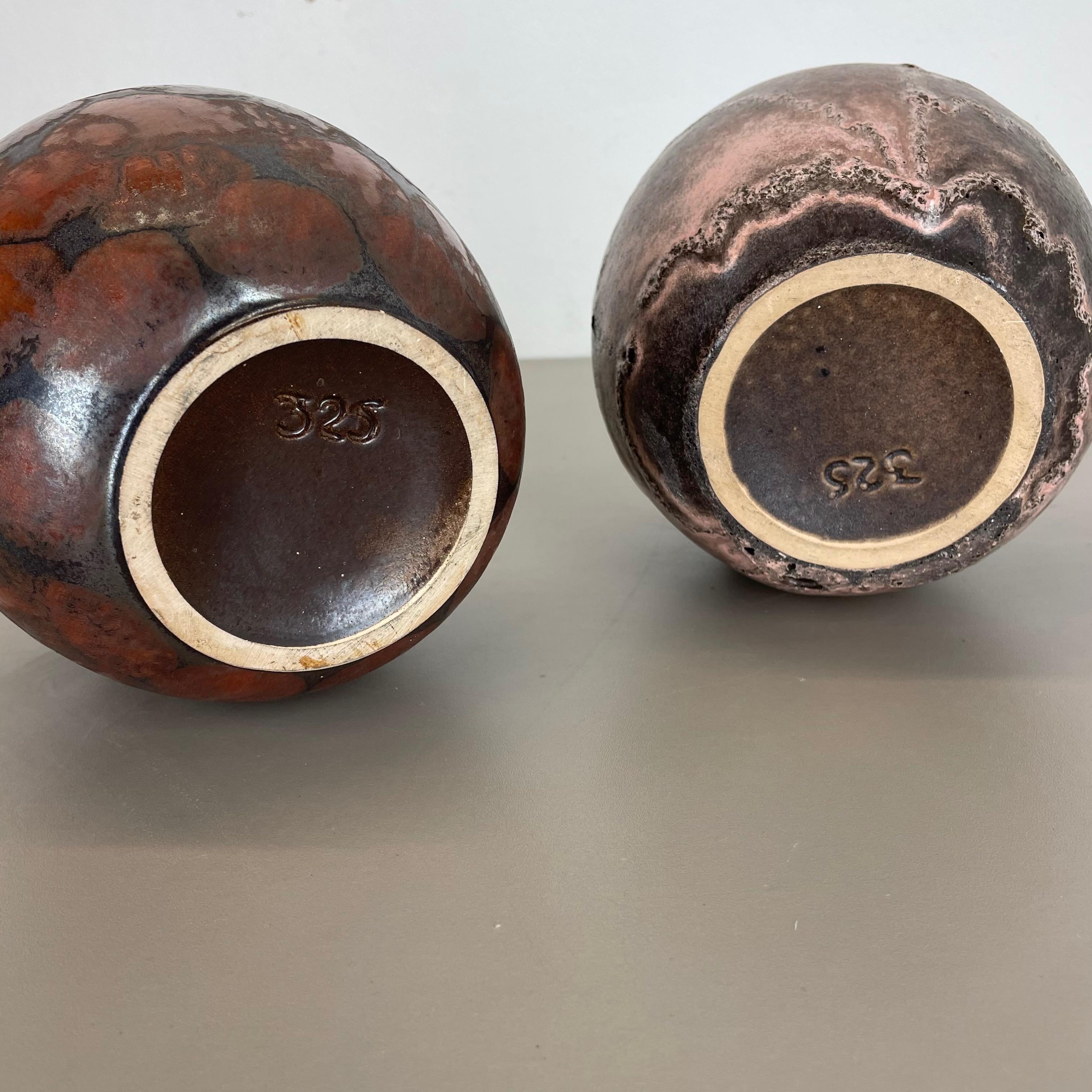 Set of 2 Pottery Vases Fat Lava Abstract Designed by Ruscha, Germany, 1960s For Sale 14