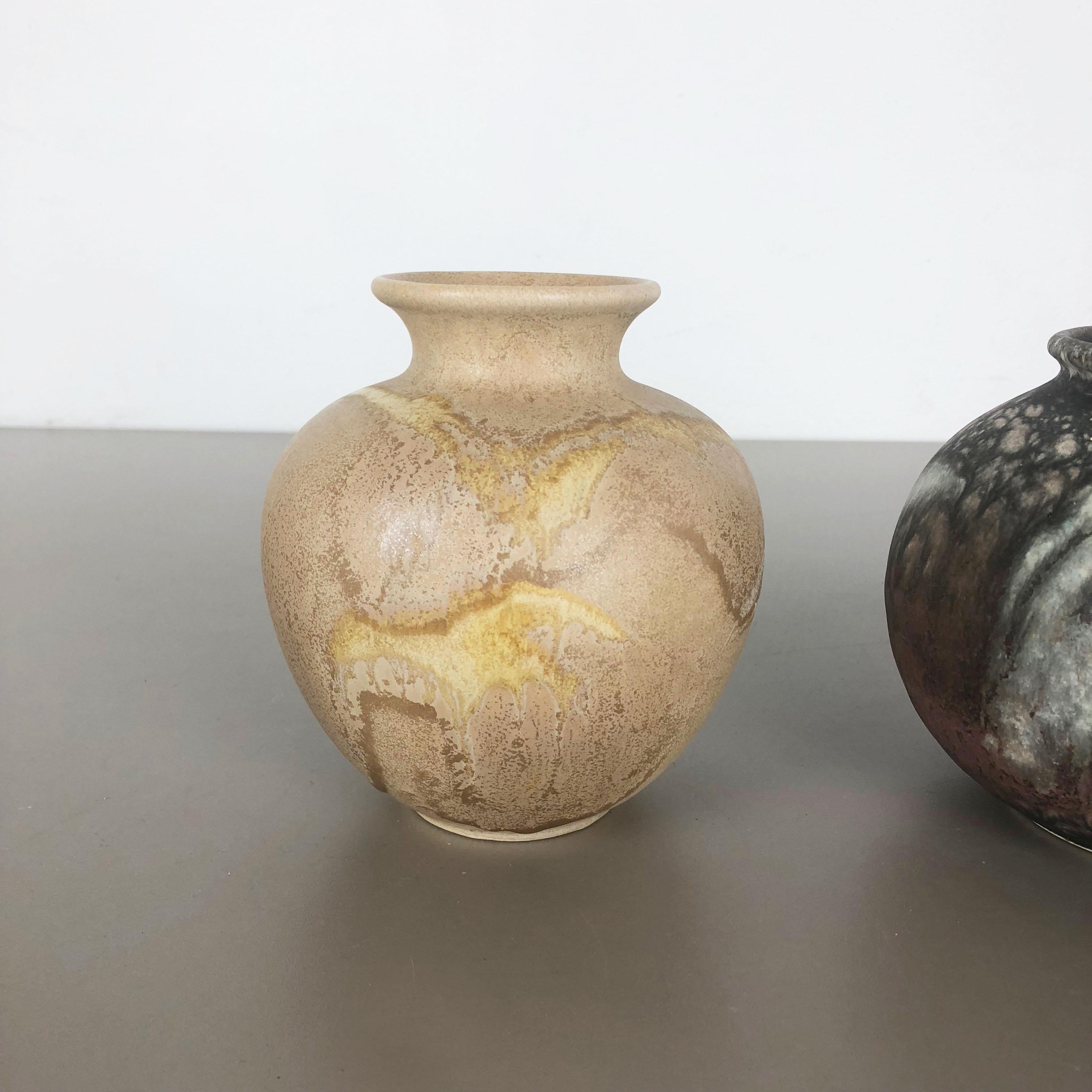 Mid-Century moderno Set di 2 vasi in ceramica Fat Lava Abstract disegnati da Ruscha, Germania, anni '60 in vendita