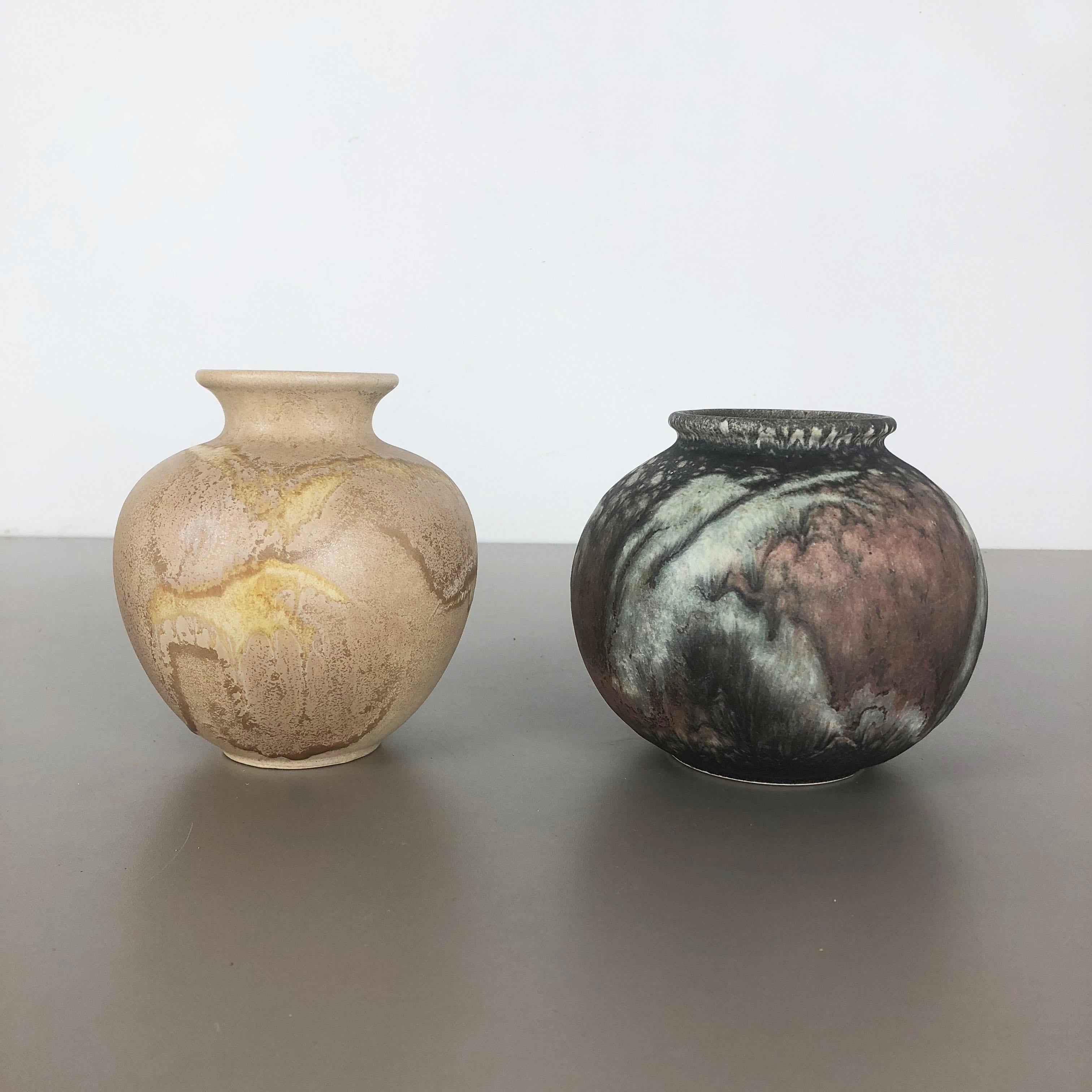 Set of 2 Pottery Vases Fat Lava Abstract Designed by Ruscha, Germany, 1960s In Good Condition For Sale In Kirchlengern, DE