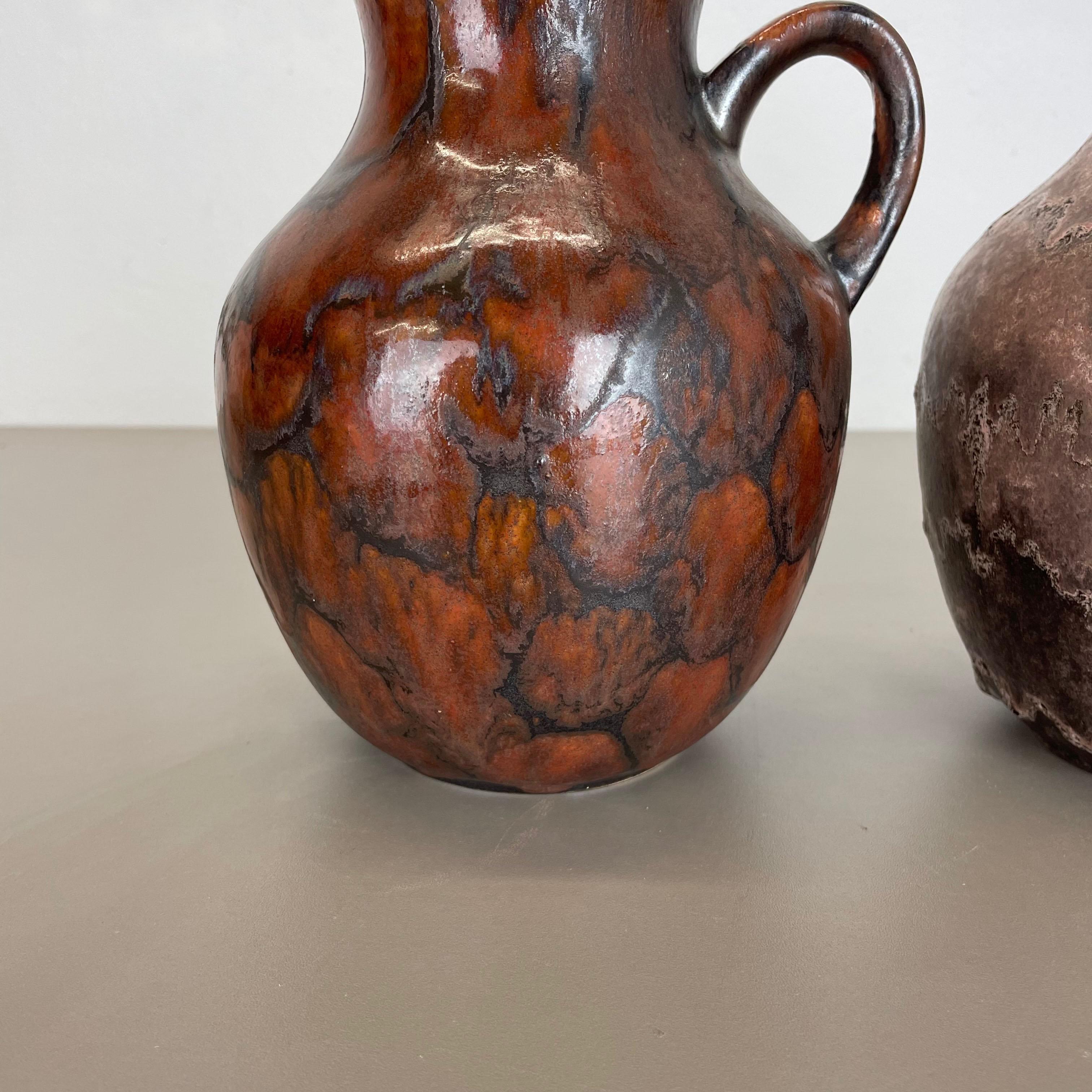 Ensemble de 2 vases en poterie lave grasse abstraite conçus par Ruscha, Allemagne, années 1960 Bon état - En vente à Kirchlengern, DE