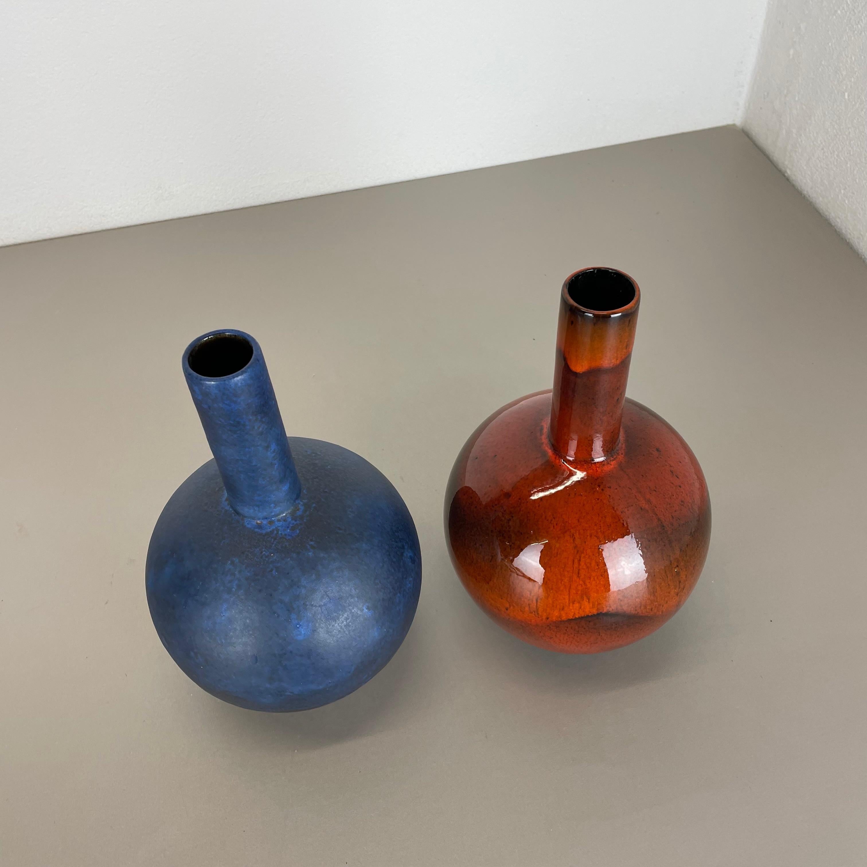 20th Century Set of 2 Pottery Vases Fat Lava Abstract Designed by Ruscha, Germany, 1960s For Sale