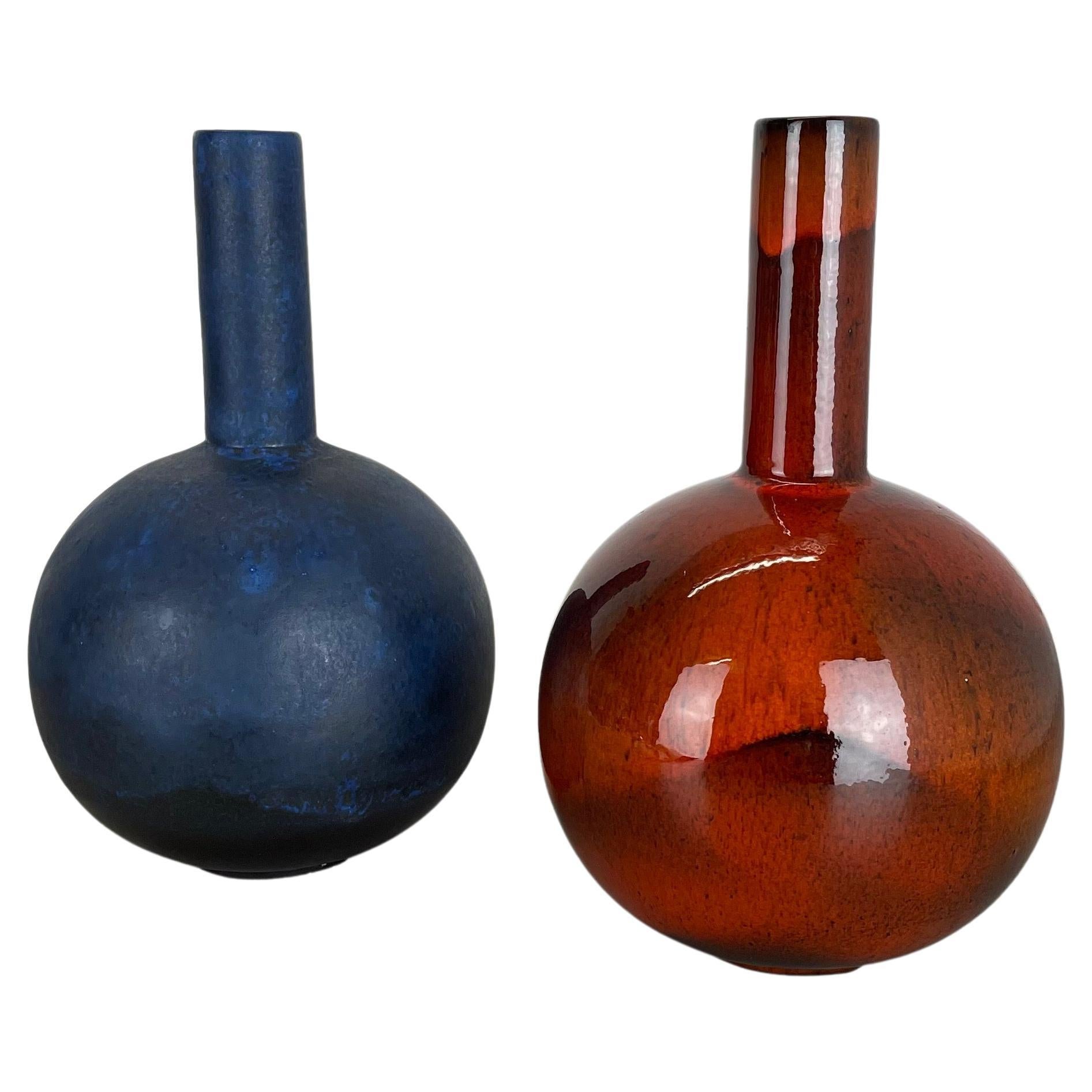 Ensemble de 2 vases en poterie lave grasse abstraite conçus par Ruscha, Allemagne, années 1960