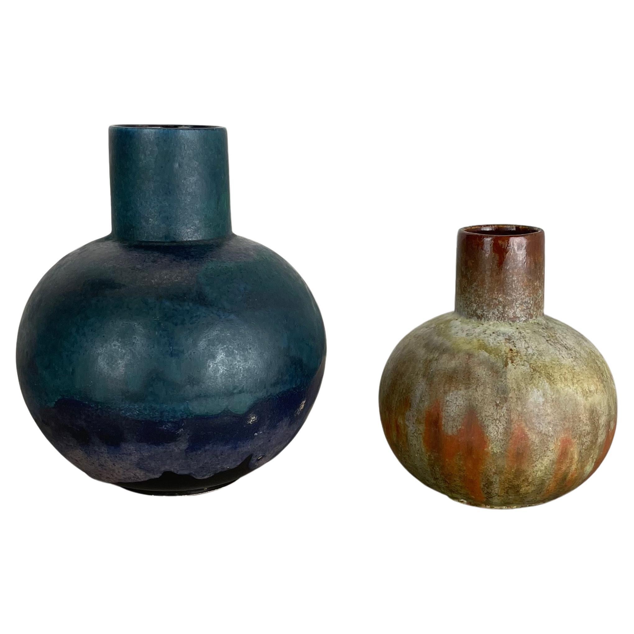 Ensemble de 2 vases en poterie lave grasse abstraite conçus par Ruscha, Allemagne, années 1960