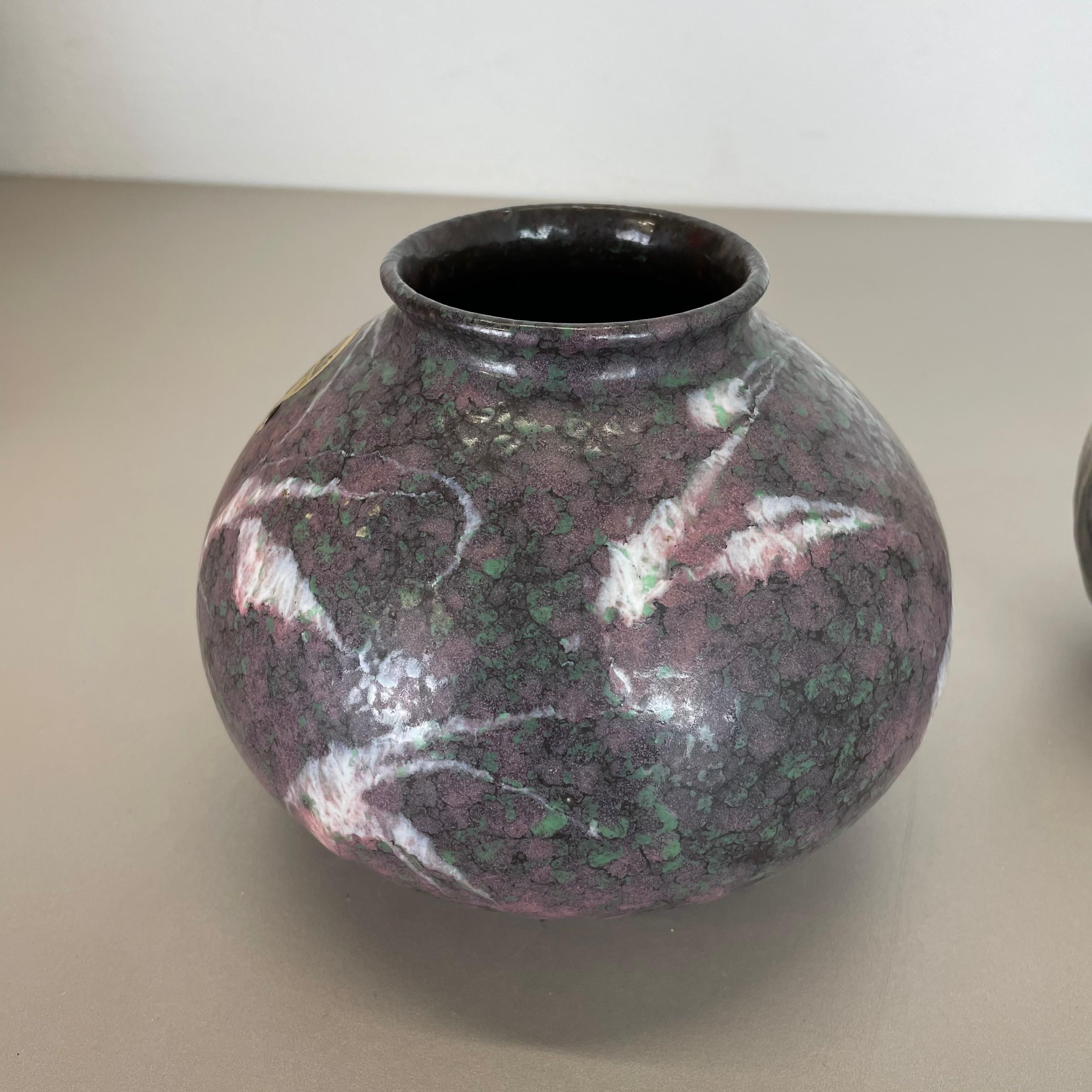Ceramic Set of 2 Pottery Vases Fat Lava Abstract Designed by Ruscha, Germany, 1970s