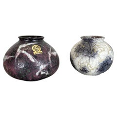 Set of 2 Pottery Vases Fat Lava Abstract Designed by Ruscha, Germany, 1970s