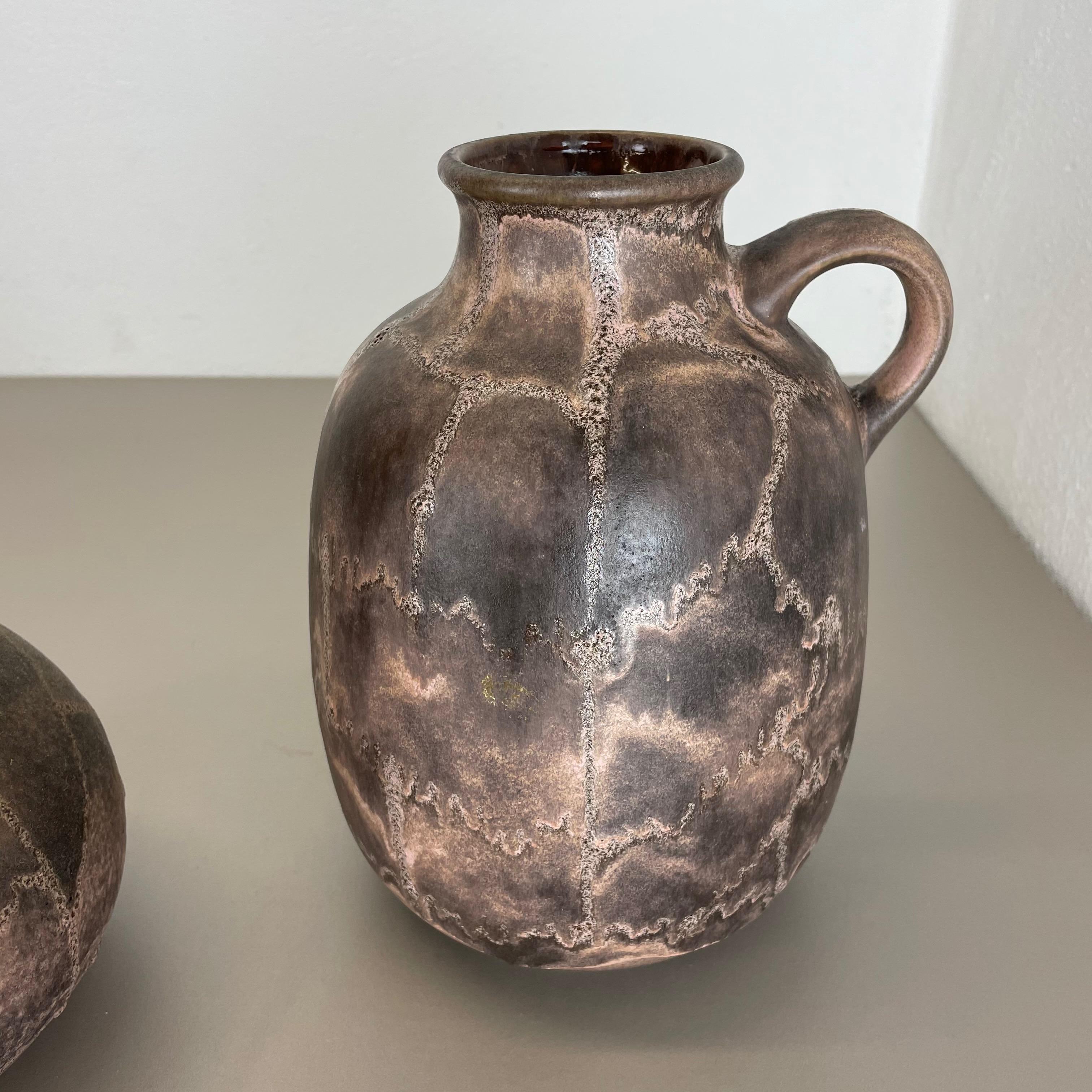 Set of 2 Pottery Vases Fat Lava Abstract Made by Ruscha, Germany, 1960s For Sale 4