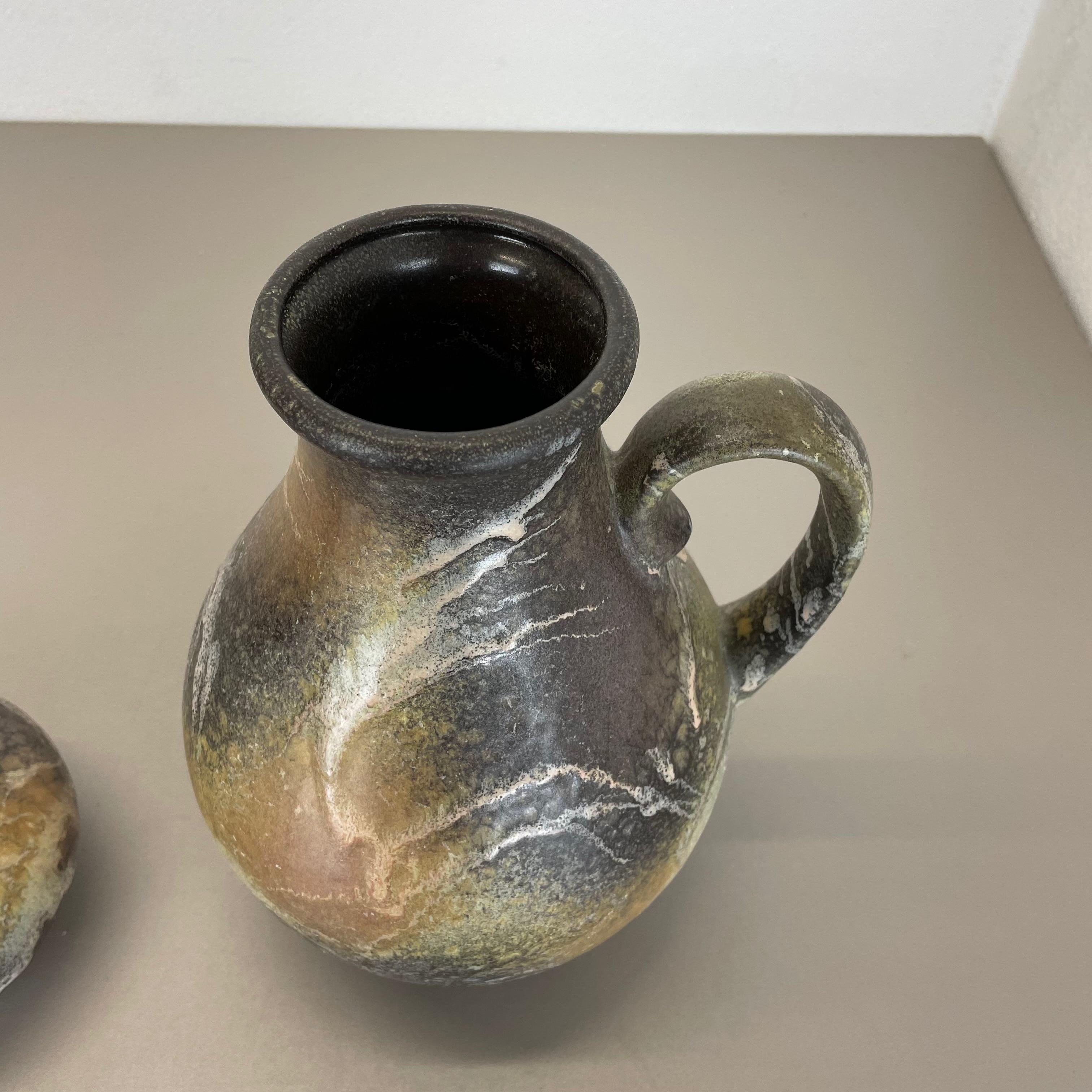 Set of 2 Pottery Vases Fat Lava Abstract Made by Ruscha, Germany, 1960s For Sale 5