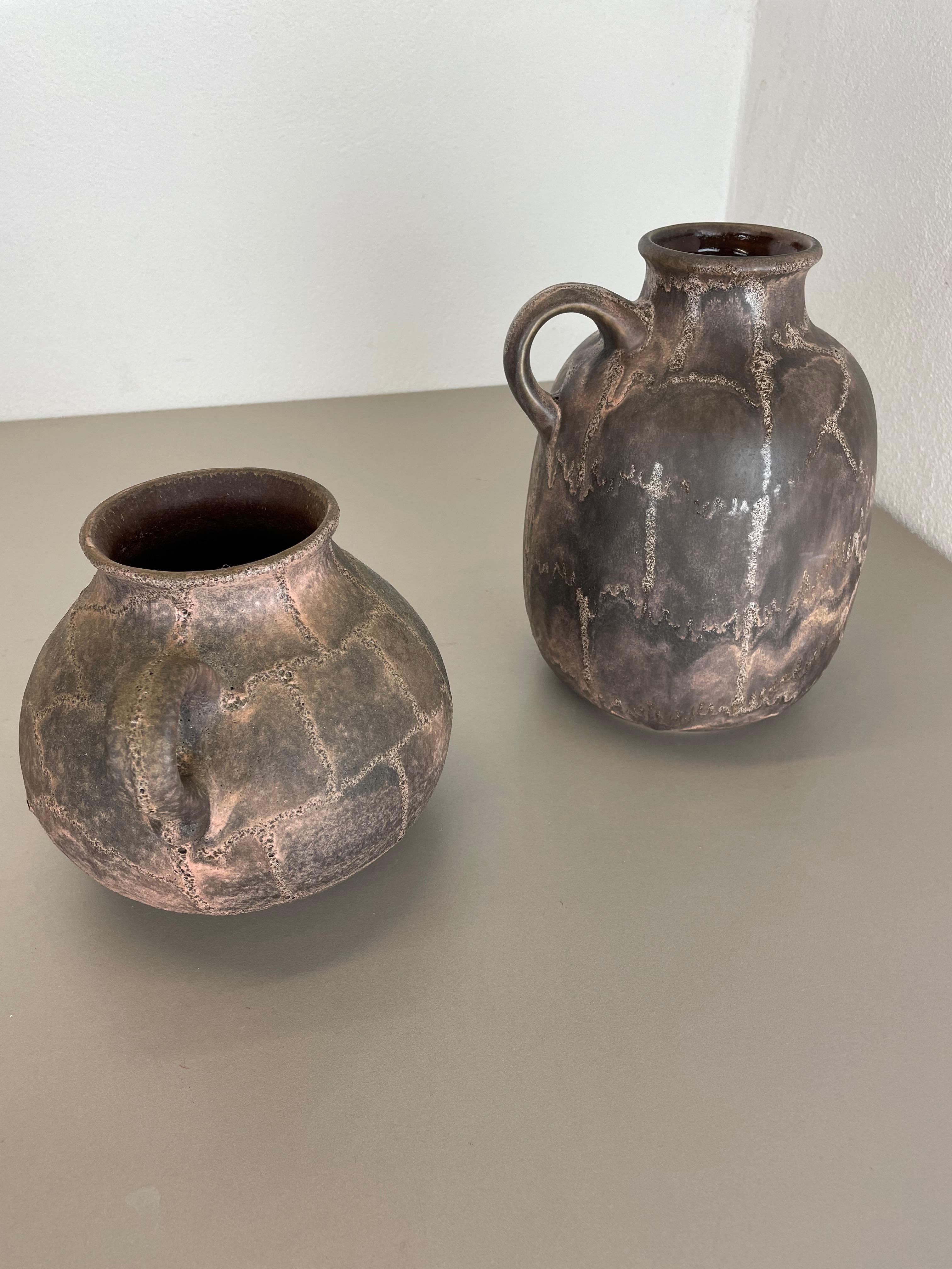 Set of 2 Pottery Vases Fat Lava Abstract Made by Ruscha, Germany, 1960s For Sale 9